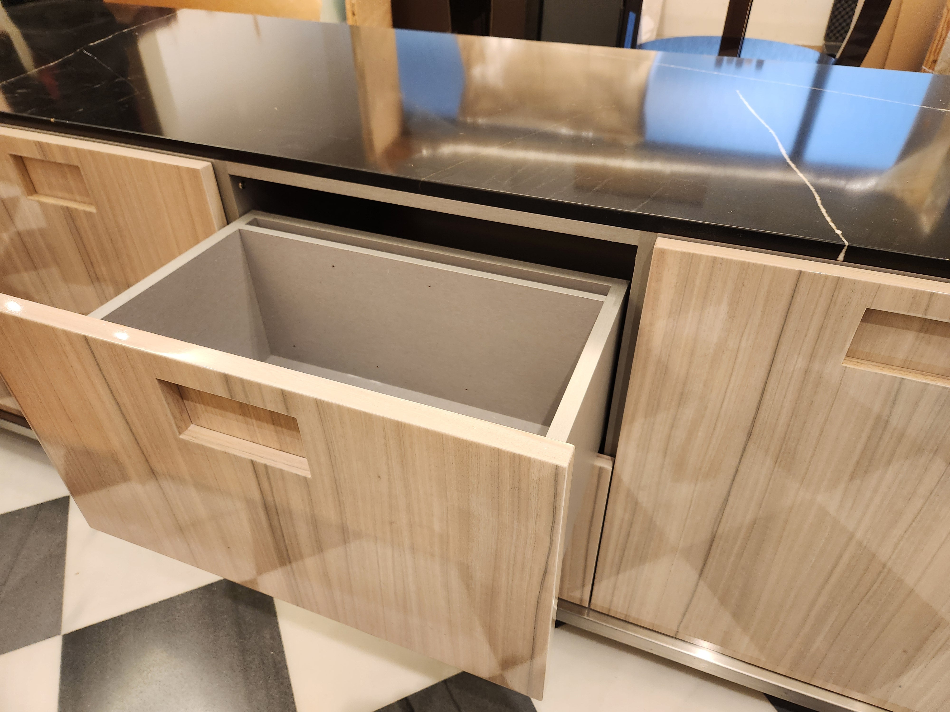 St. Charles Lacquer Paldao Freestanding Island with Dekton Countertop and Storage