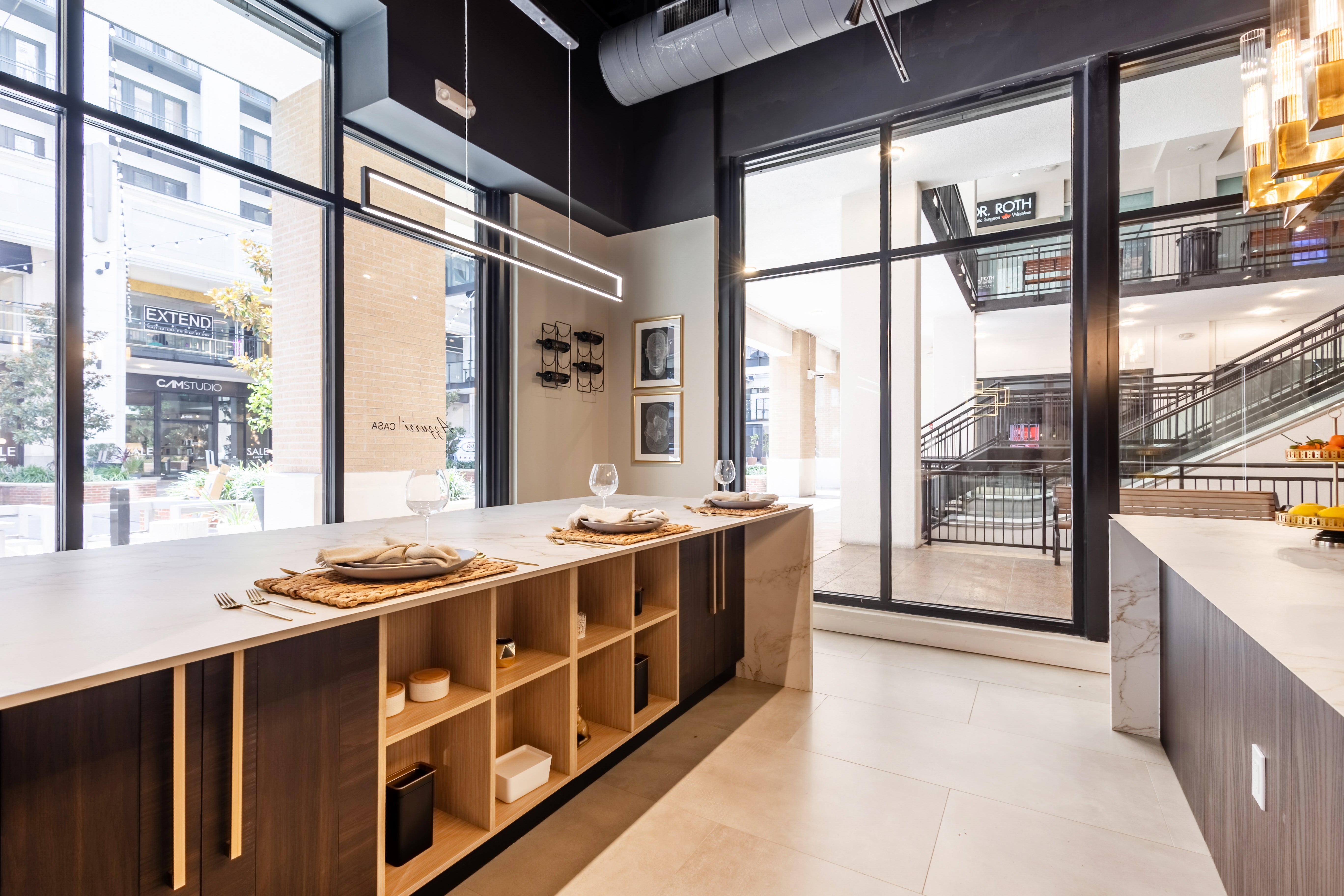 Azzurri Casa Transitional Kitchen with Double Waterfall Island, Dekton Countertops & Monogram Appliances