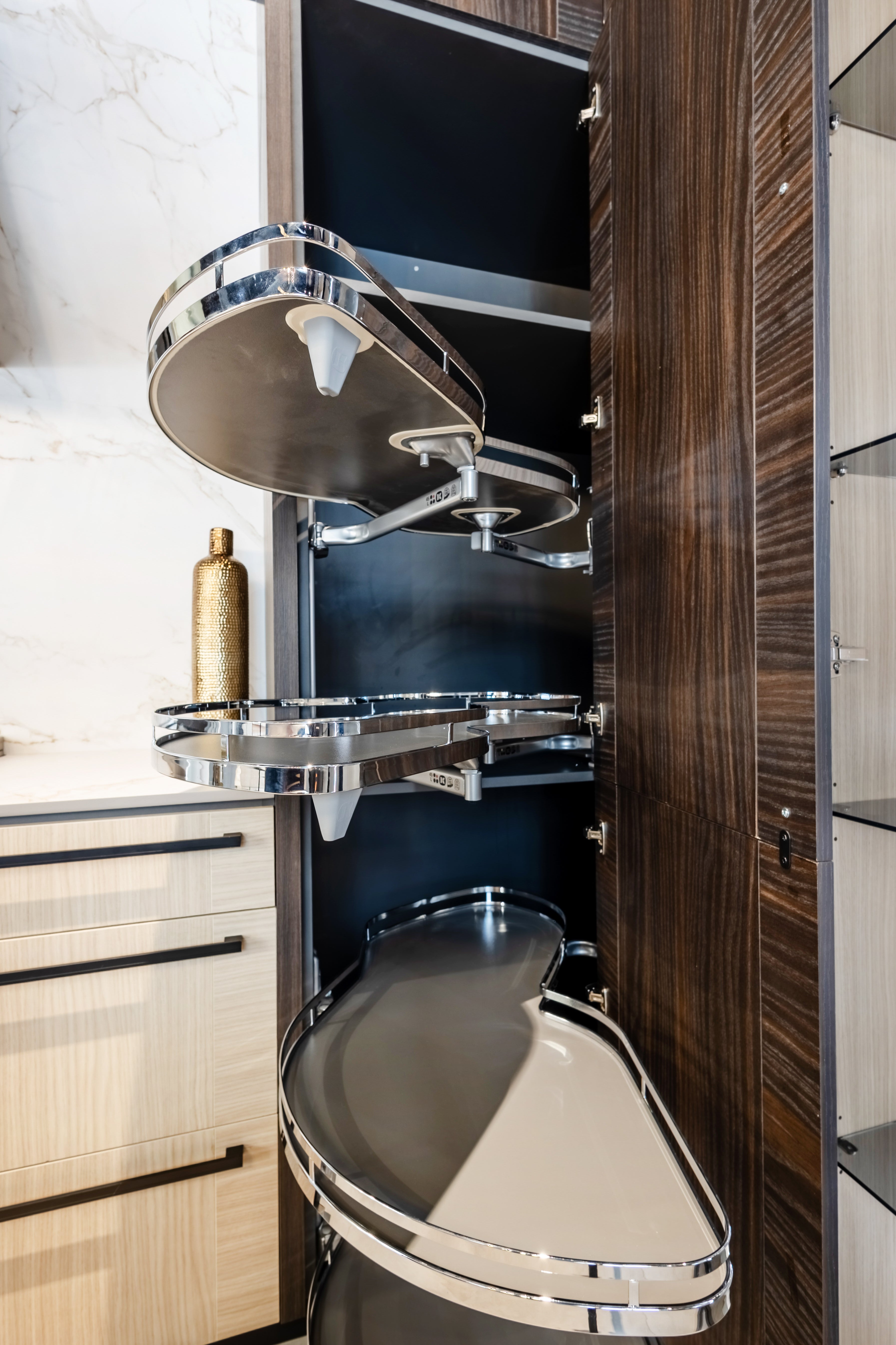 Azzurri Casa Transitional Kitchen with Double Waterfall Island, Dekton Countertops & Monogram Appliances