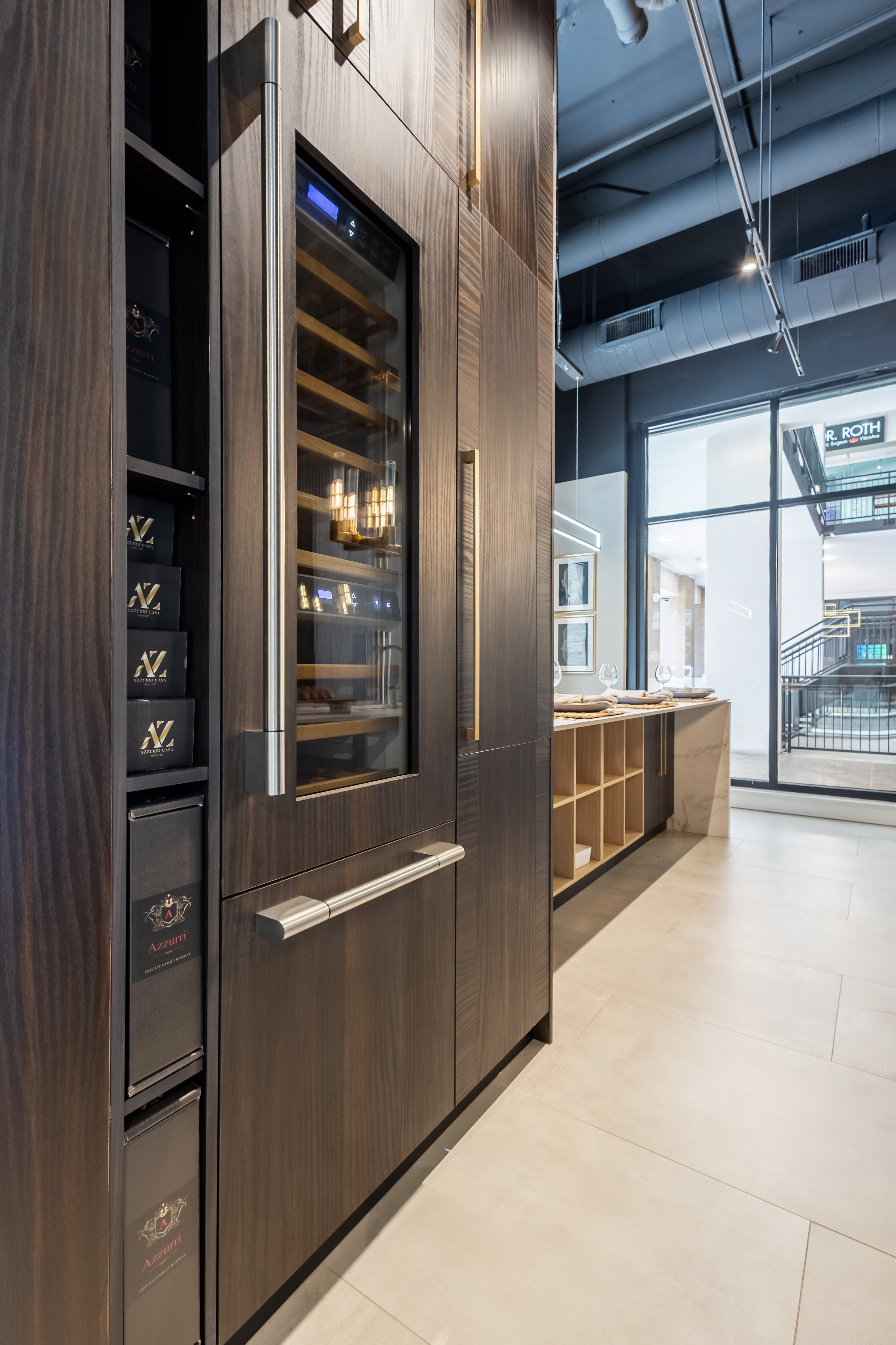 Azzurri Casa Transitional Kitchen with Double Waterfall Island, Dekton Countertops & Monogram Appliances