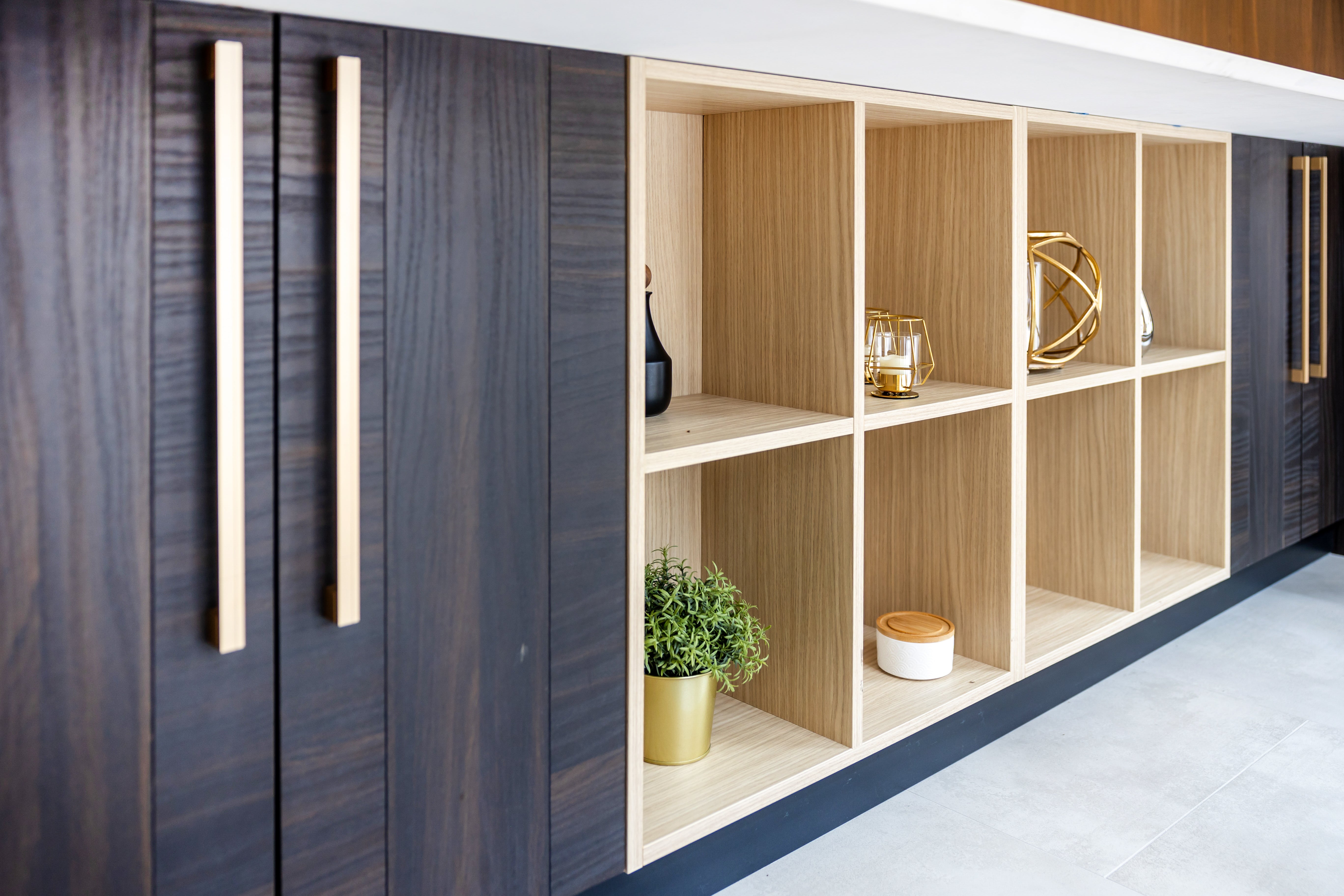 Azzurri Casa Transitional Kitchen with Double Waterfall Island, Dekton Countertops & Monogram Appliances