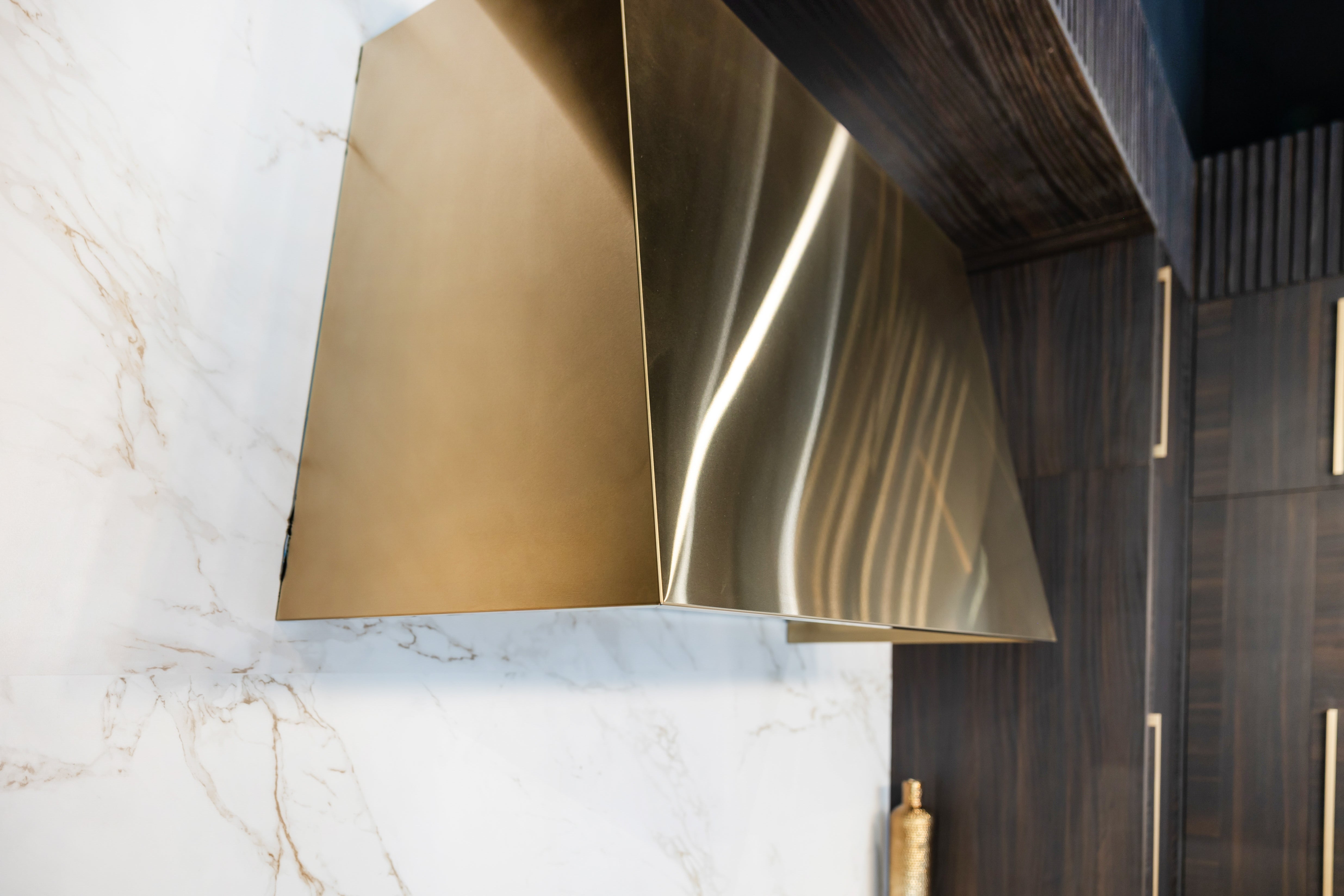 Azzurri Casa Transitional Kitchen with Double Waterfall Island, Dekton Countertops & Monogram Appliances