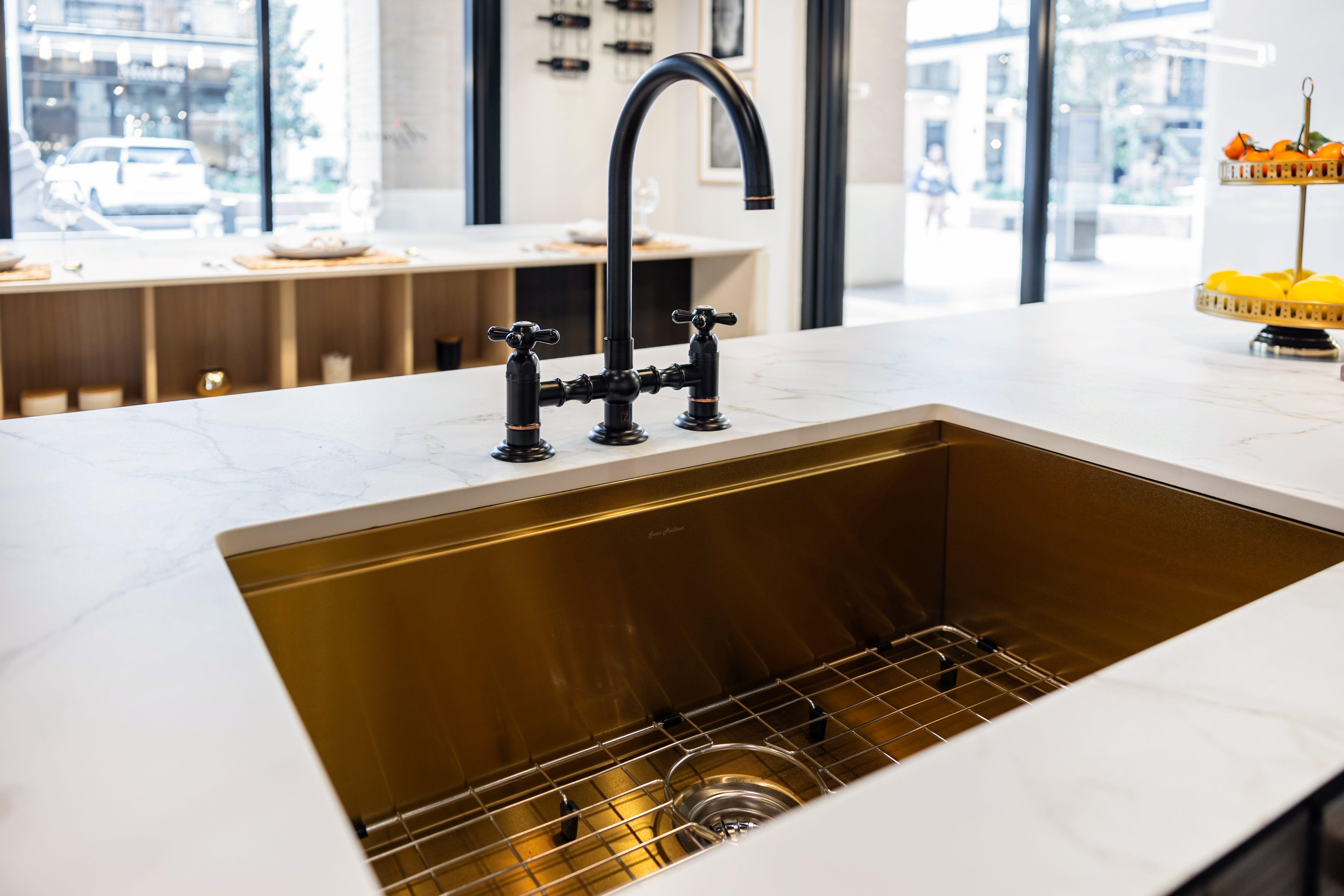 Azzurri Casa Transitional Kitchen with Double Waterfall Island, Dekton Countertops & Monogram Appliances