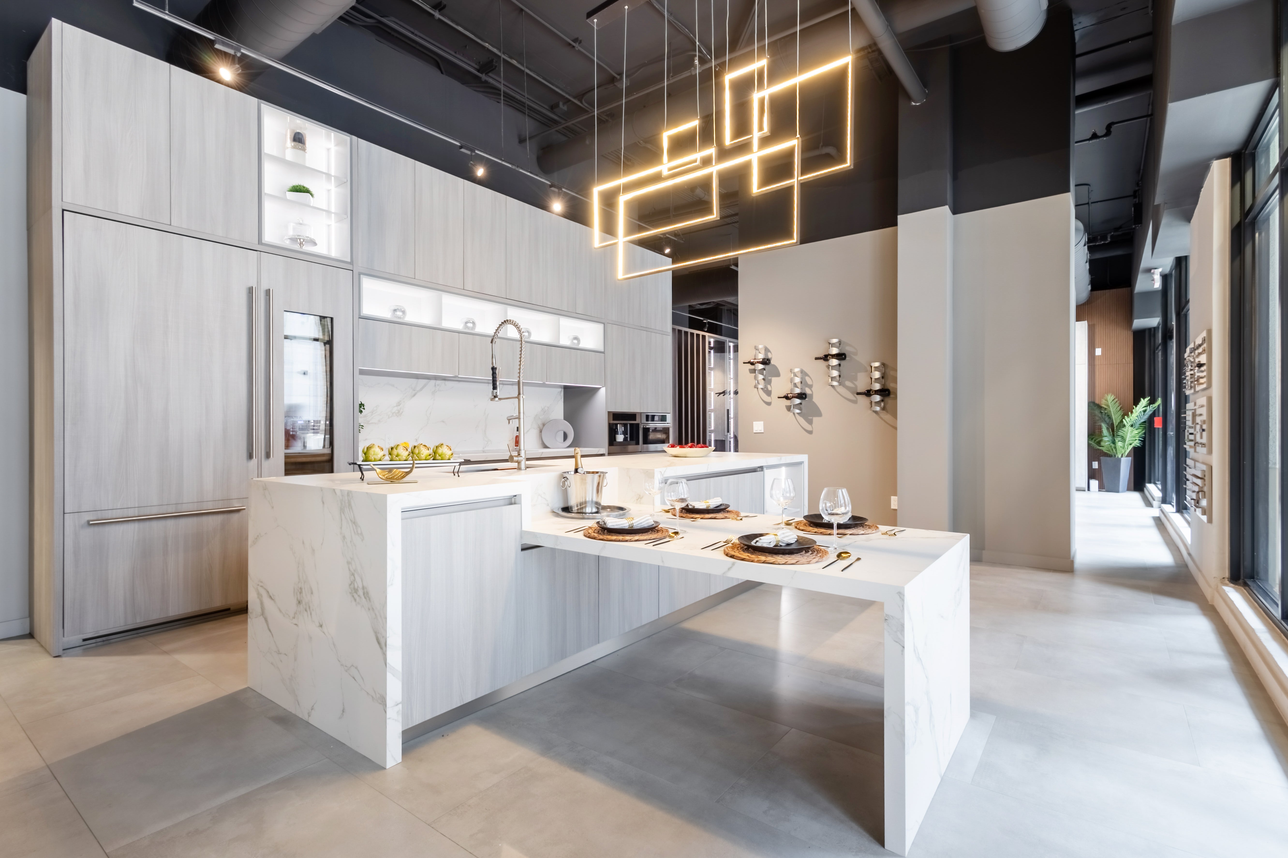 Azzurri Casa Light Grey Italian Style Modern Kitchen with Dekton Countertops and Fulgor Milano Appliances