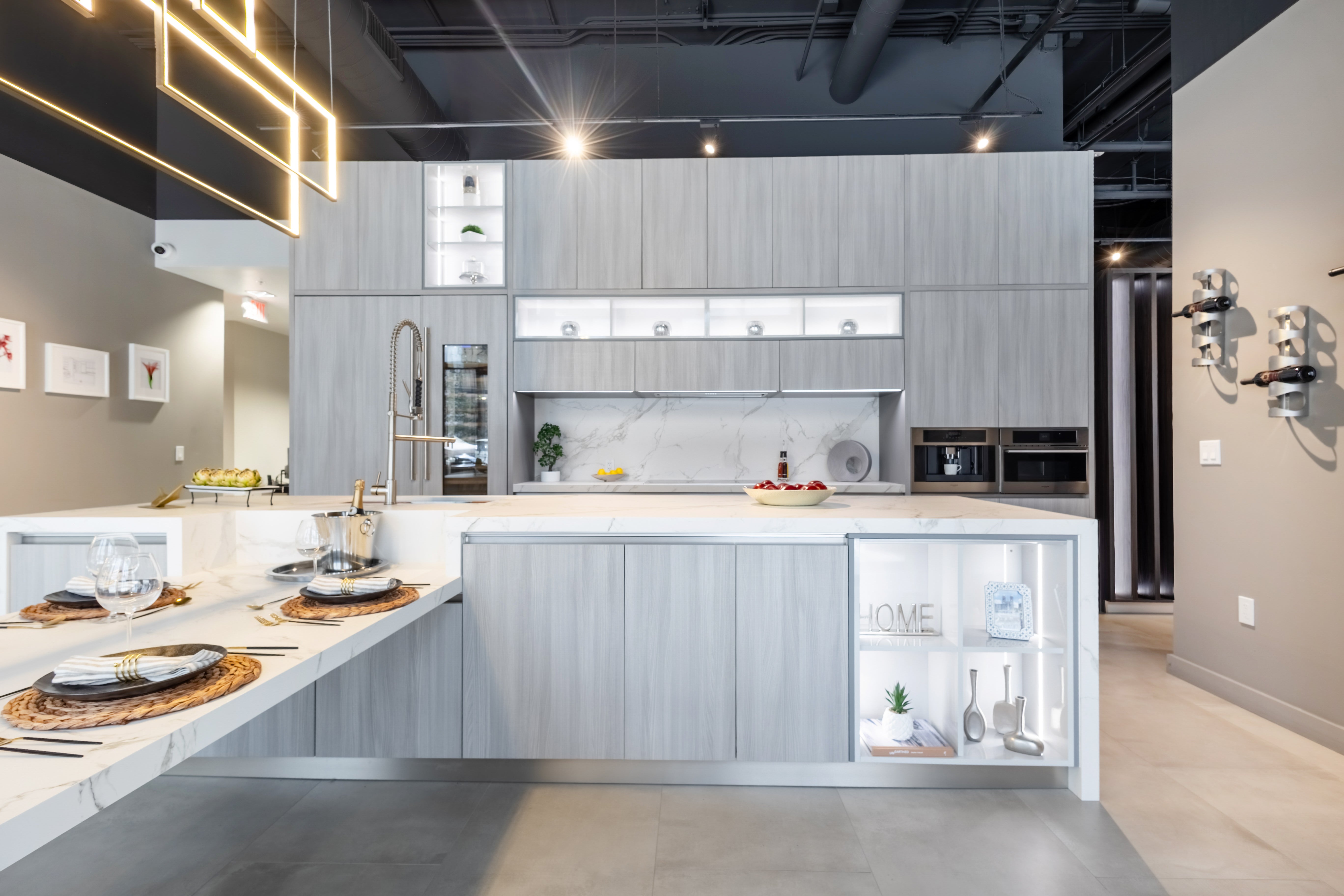 Azzurri Casa Light Grey Italian Style Modern Kitchen with Dekton Countertops and Fulgor Milano Appliances