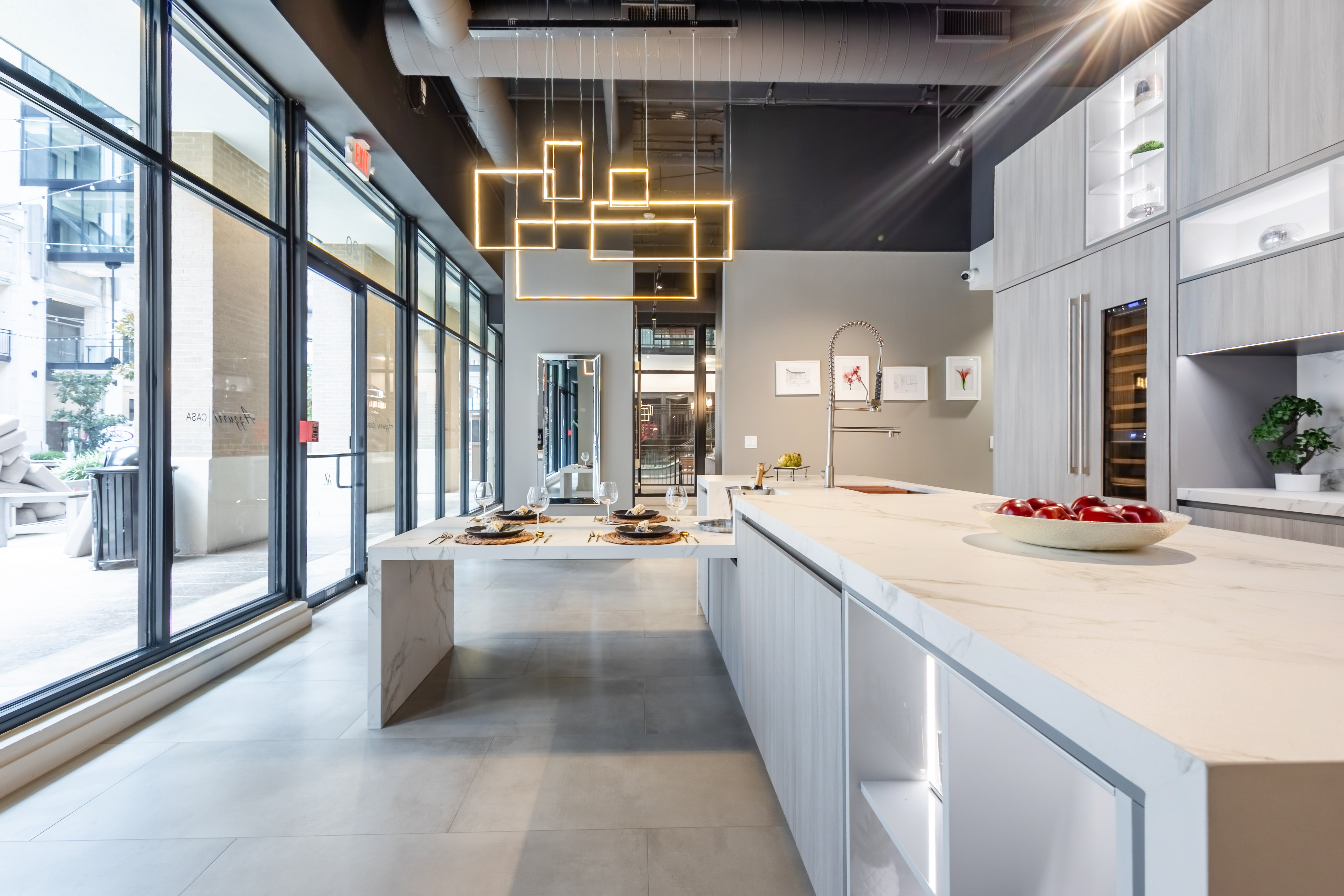 Azzurri Casa Light Grey Italian Style Modern Kitchen with Dekton Countertops and Fulgor Milano Appliances