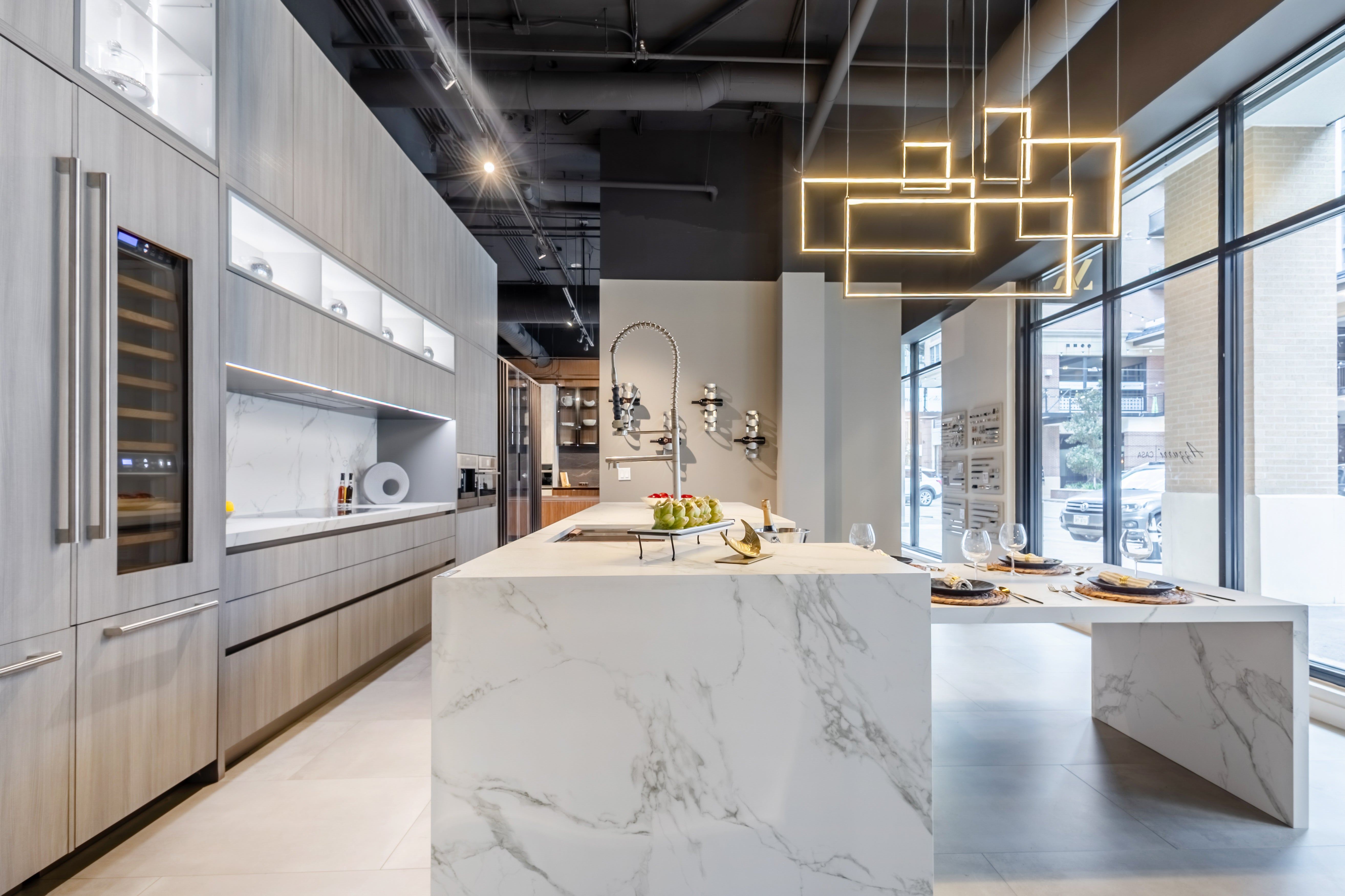 Azzurri Casa Light Grey Italian Style Modern Kitchen with Dekton Countertops and Fulgor Milano Appliances