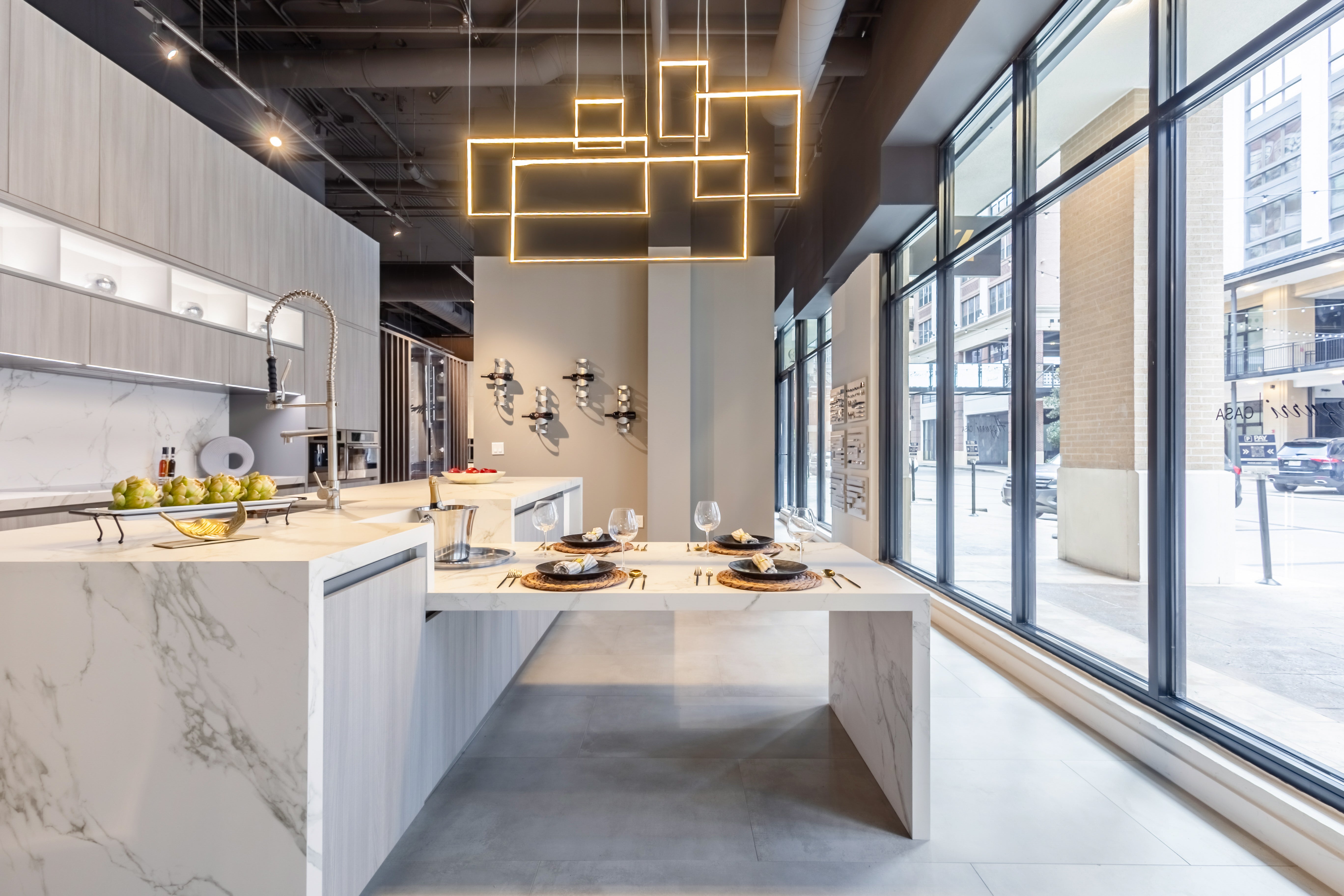 Azzurri Casa Light Grey Italian Style Modern Kitchen with Dekton Countertops and Fulgor Milano Appliances