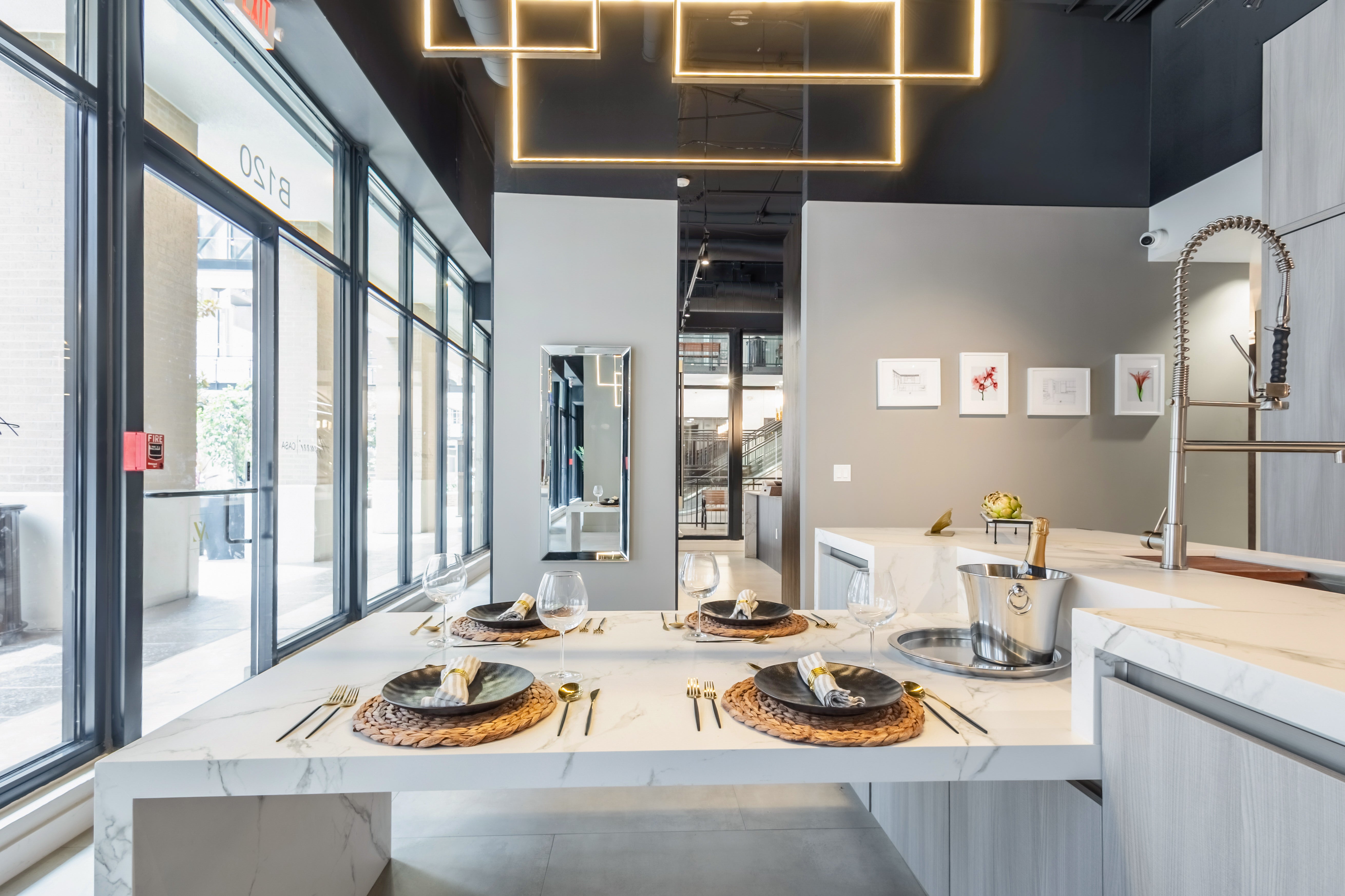 Azzurri Casa Light Grey Italian Style Modern Kitchen with Dekton Countertops and Fulgor Milano Appliances