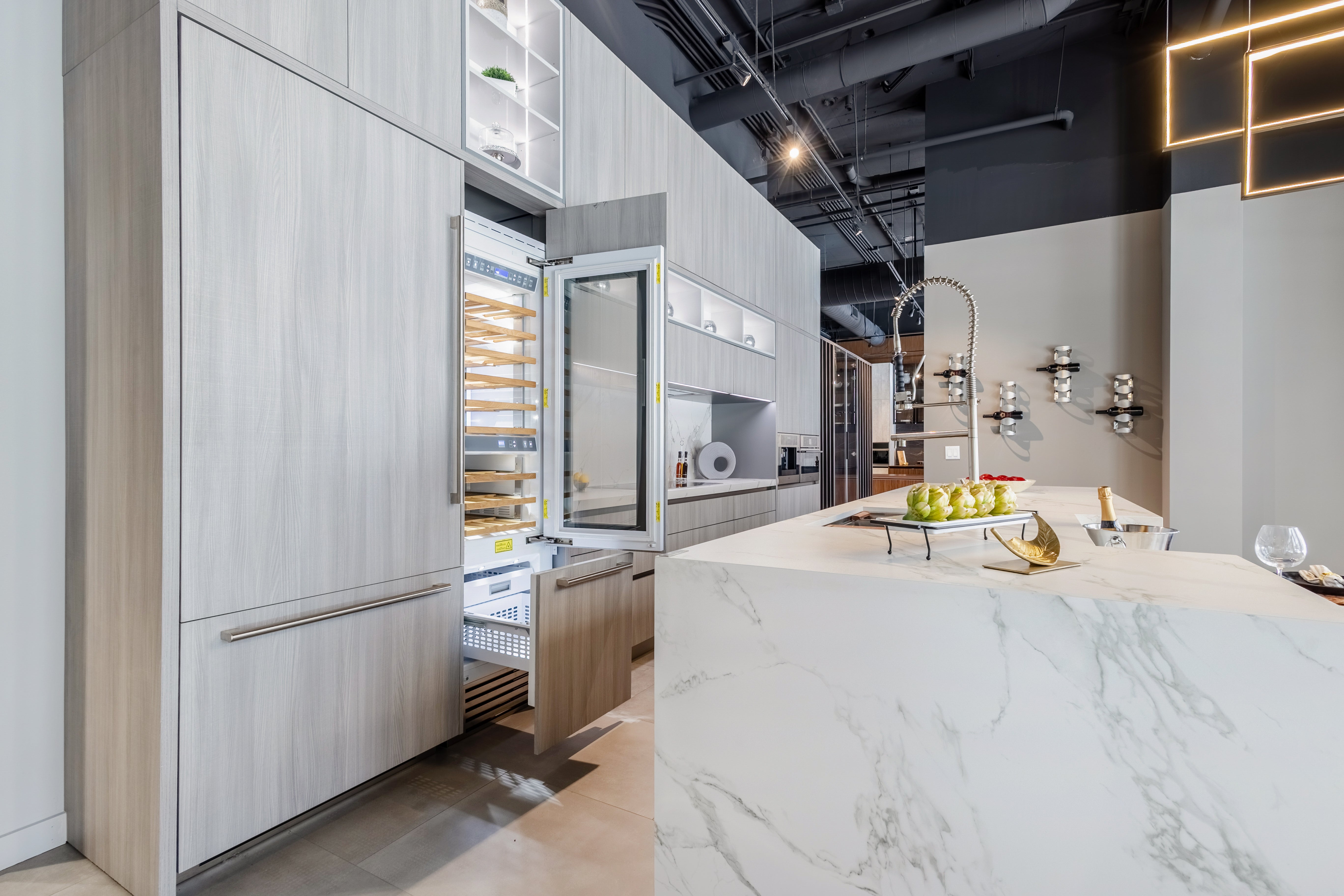 Azzurri Casa Light Grey Italian Style Modern Kitchen with Dekton Countertops and Fulgor Milano Appliances