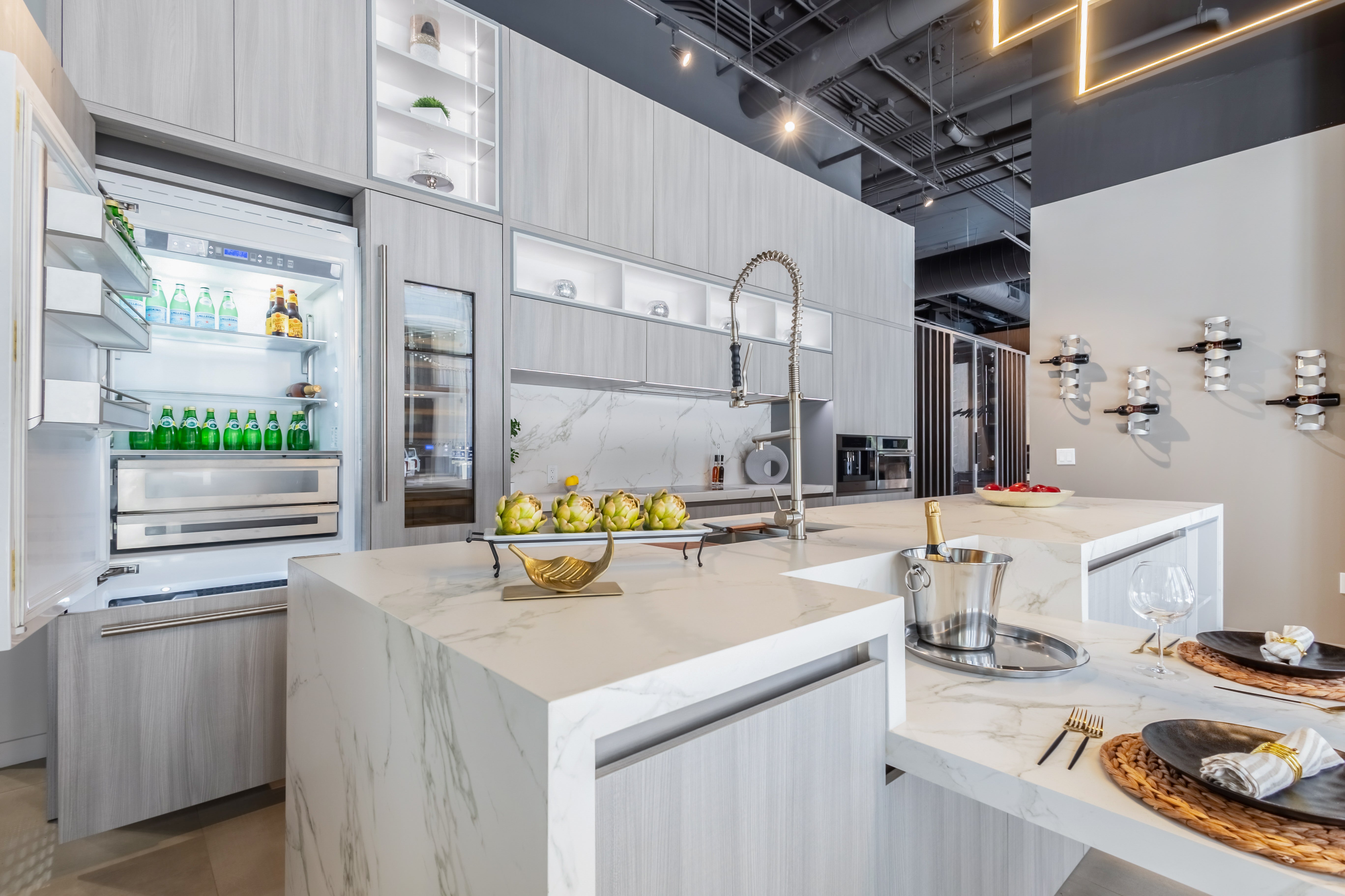 Azzurri Casa Light Grey Italian Style Modern Kitchen with Dekton Countertops and Fulgor Milano Appliances