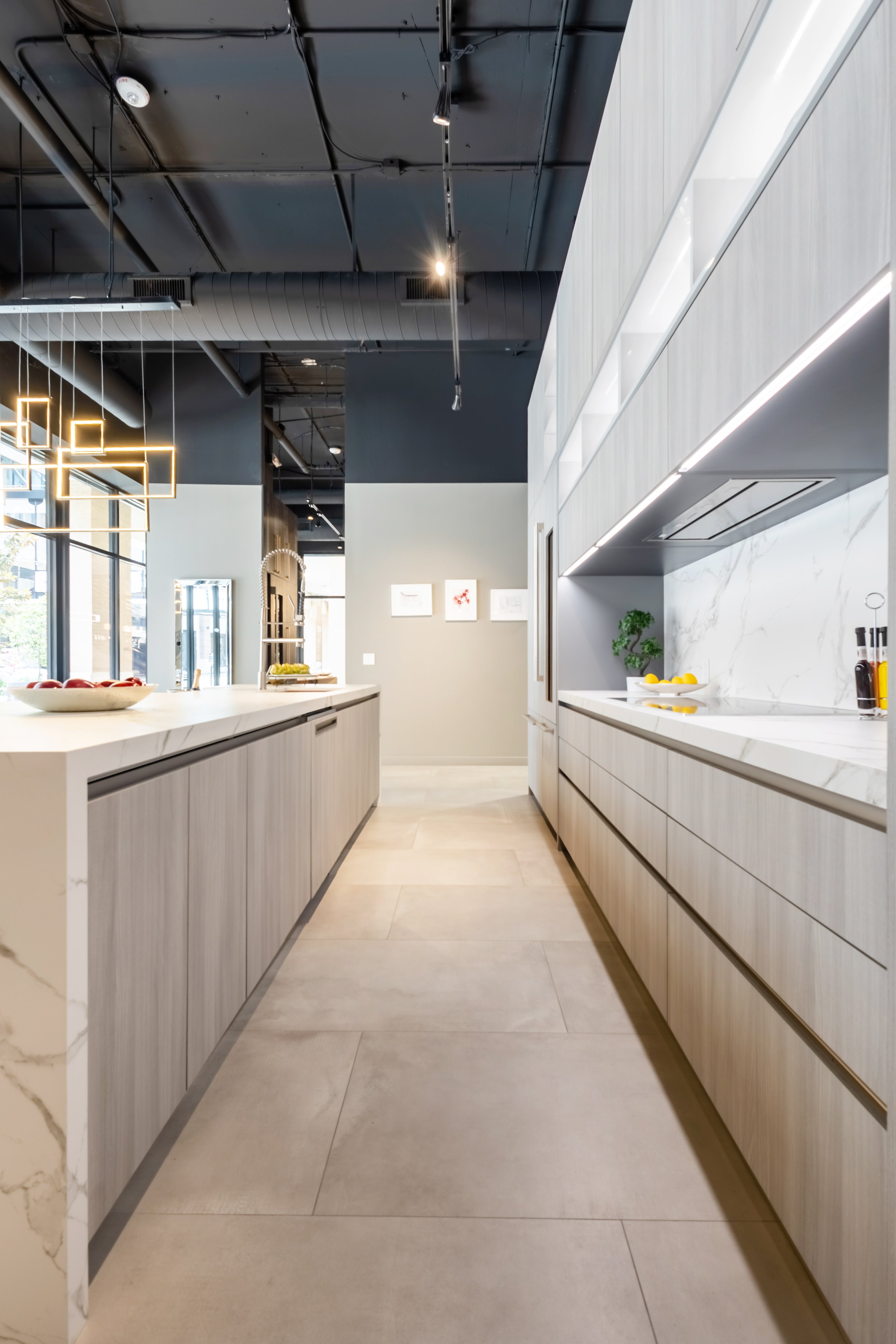 Azzurri Casa Light Grey Italian Style Modern Kitchen with Dekton Countertops and Fulgor Milano Appliances