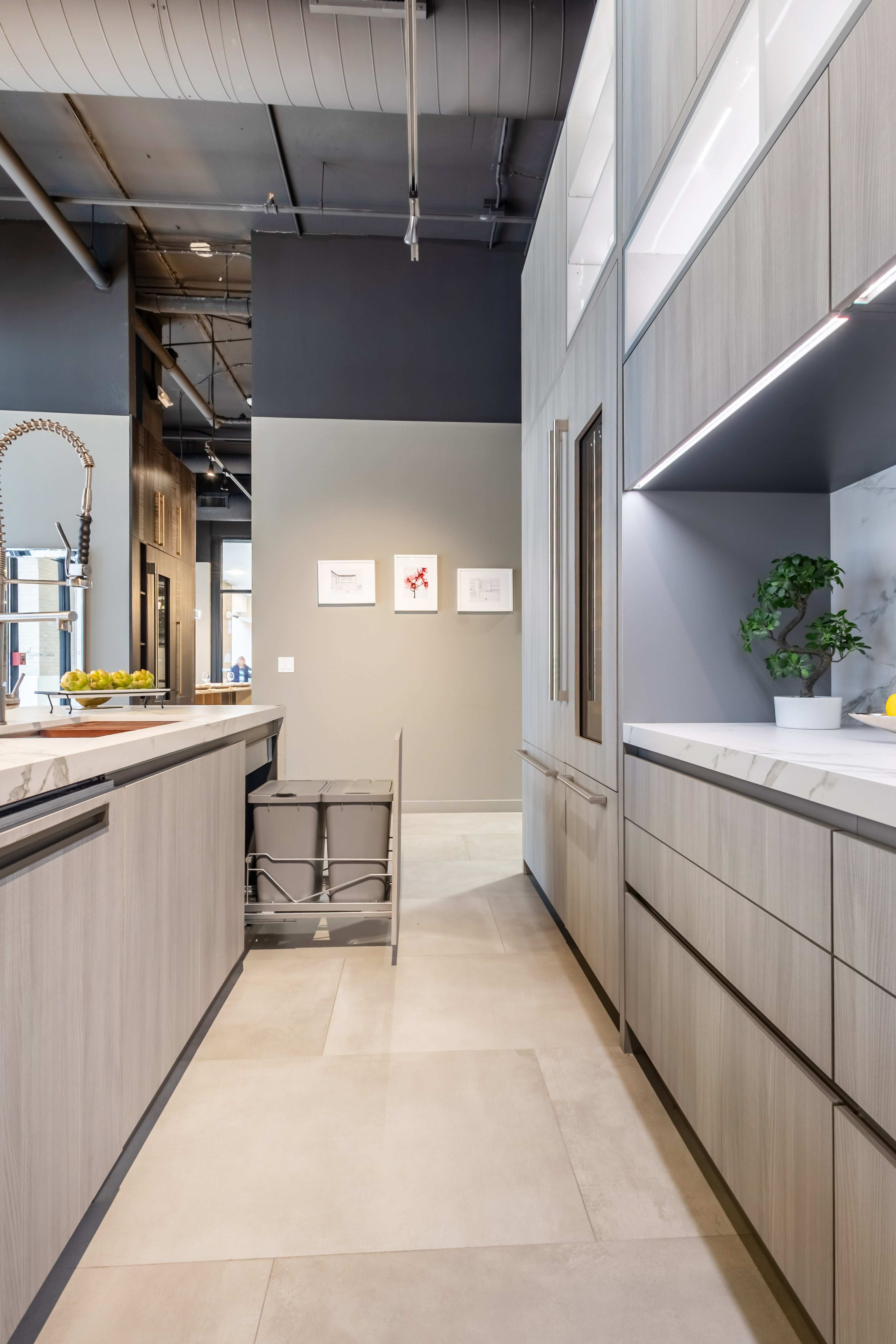 Azzurri Casa Light Grey Italian Style Modern Kitchen with Dekton Countertops and Fulgor Milano Appliances