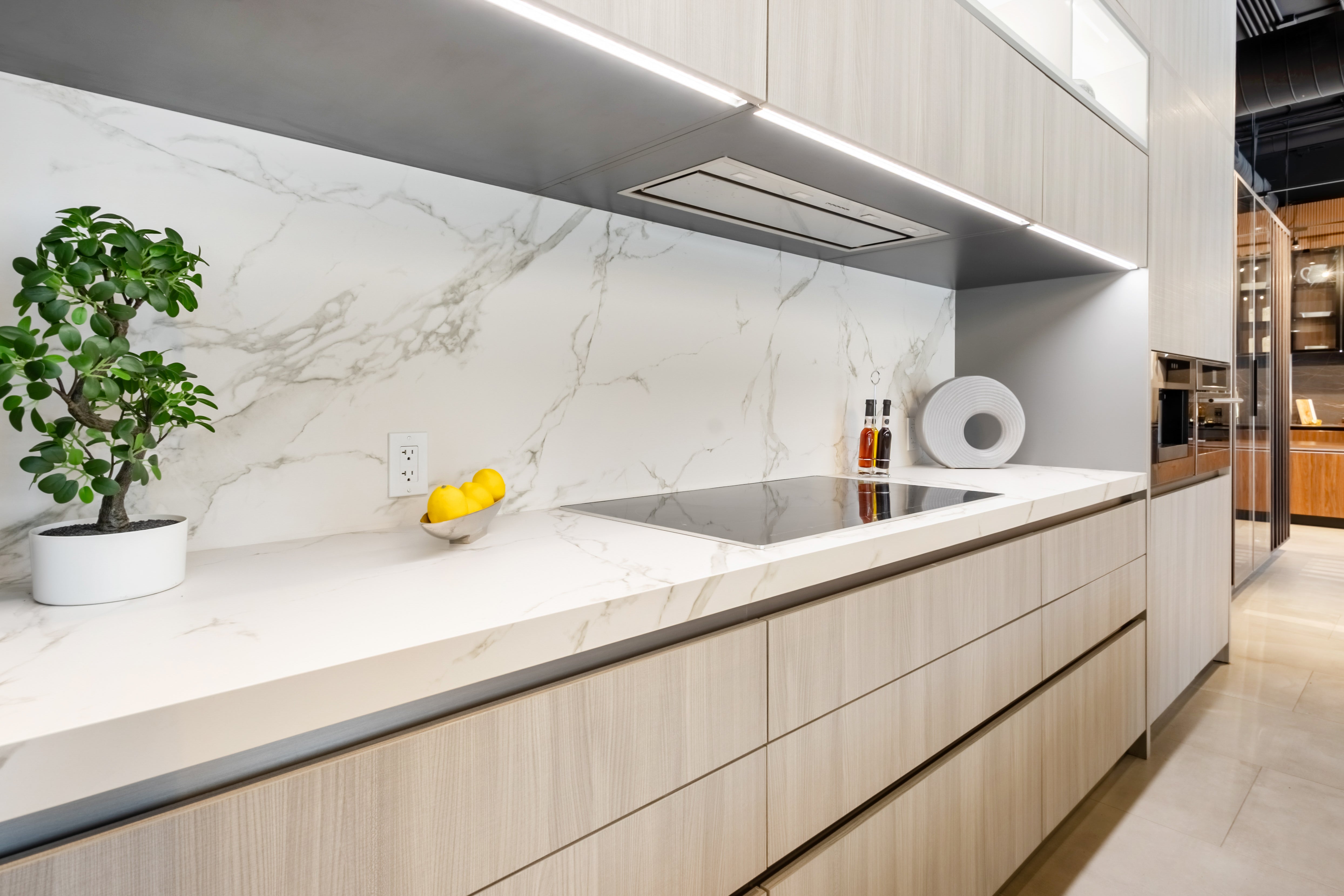 Azzurri Casa Light Grey Italian Style Modern Kitchen with Dekton Countertops and Fulgor Milano Appliances