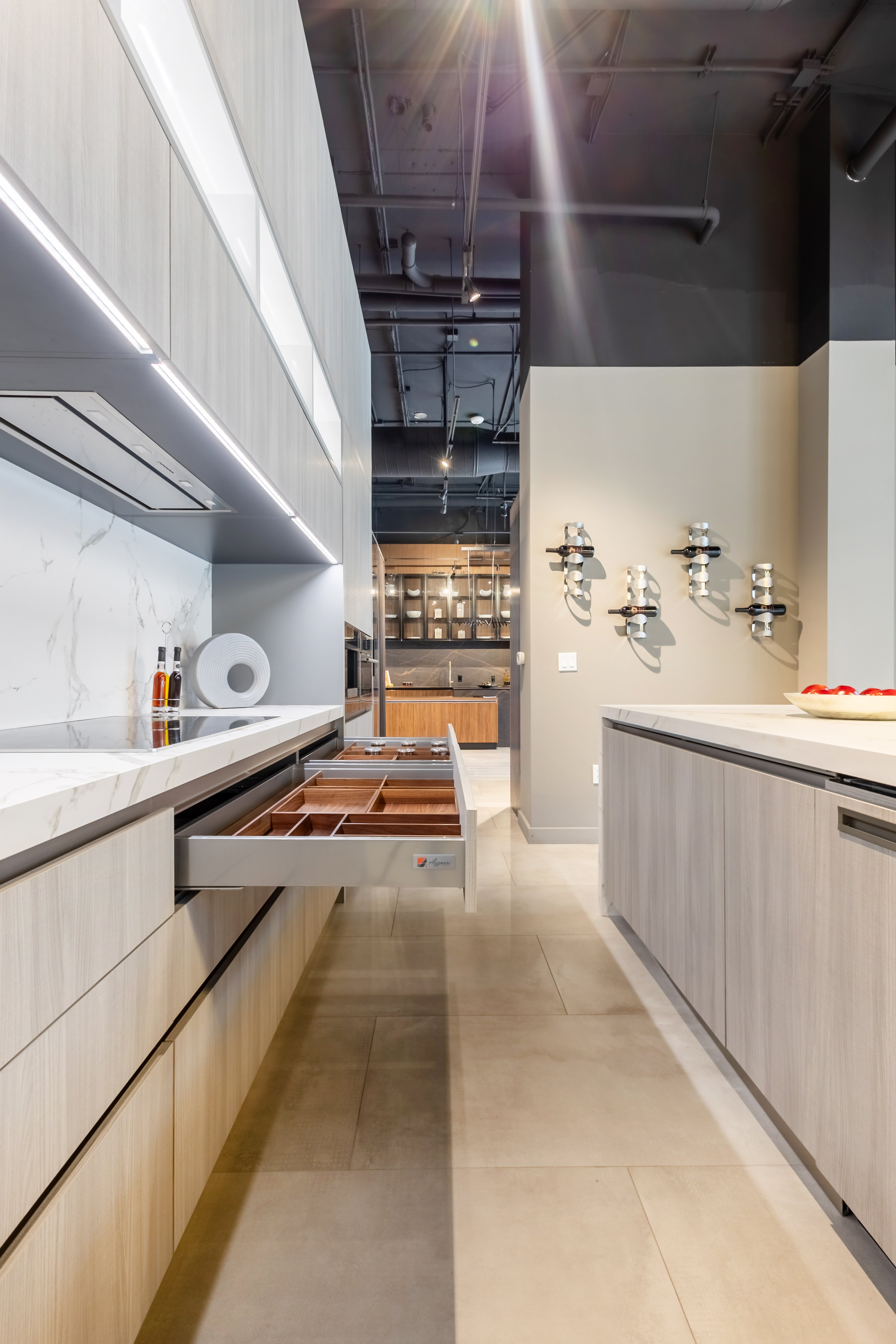 Azzurri Casa Light Grey Italian Style Modern Kitchen with Dekton Countertops and Fulgor Milano Appliances