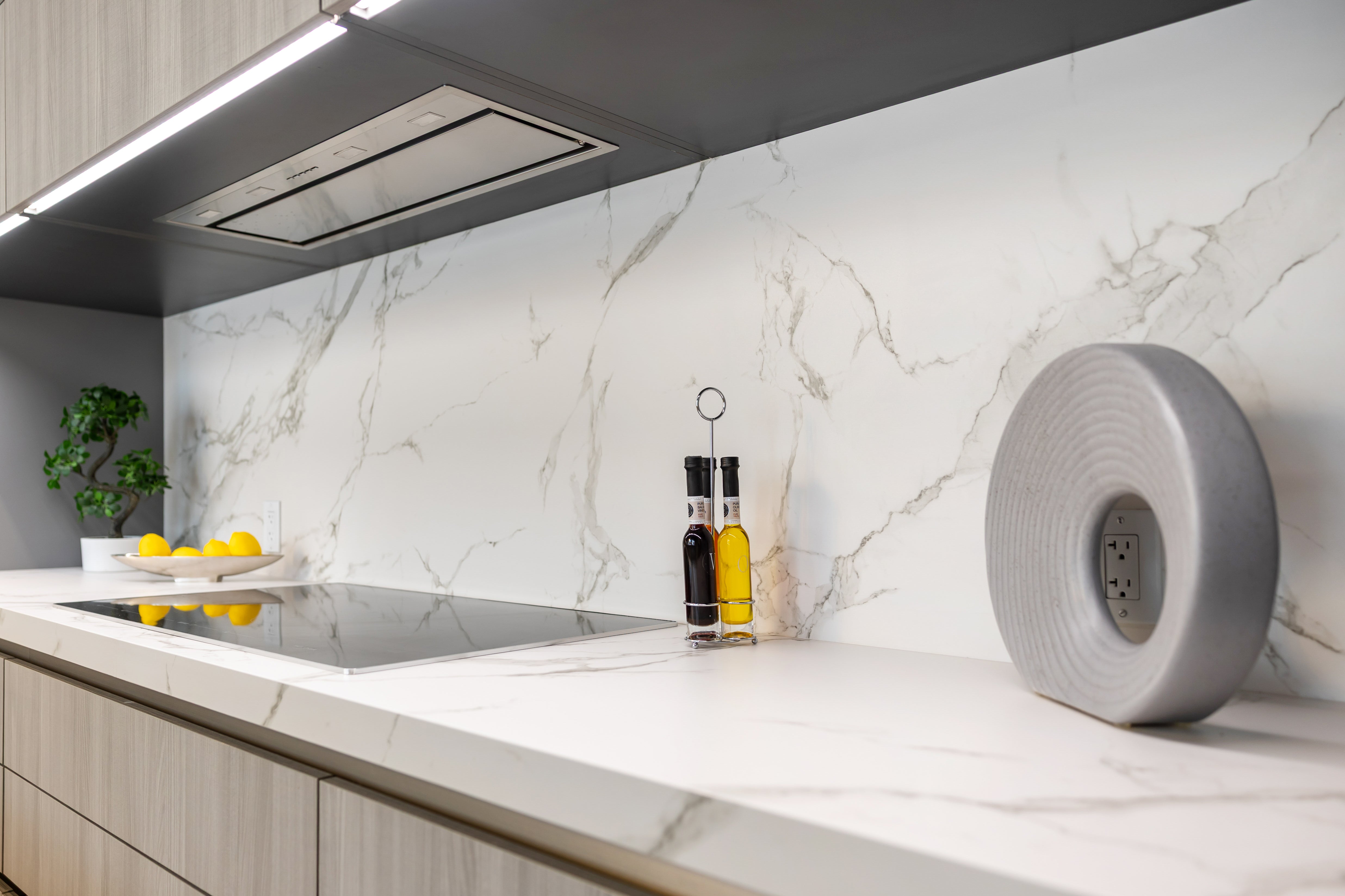 Azzurri Casa Light Grey Italian Style Modern Kitchen with Dekton Countertops and Fulgor Milano Appliances