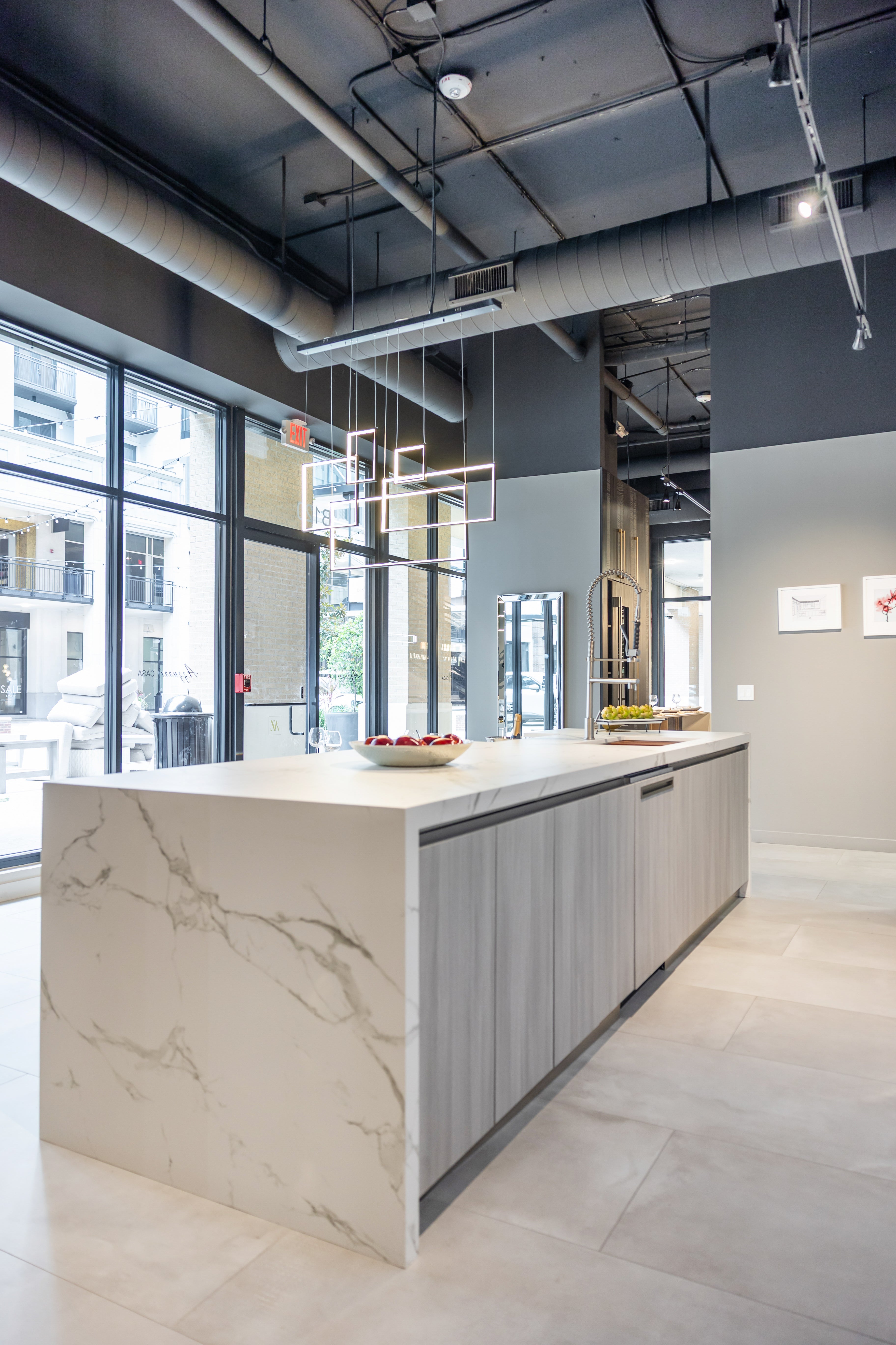 Azzurri Casa Light Grey Italian Style Modern Kitchen with Dekton Countertops and Fulgor Milano Appliances