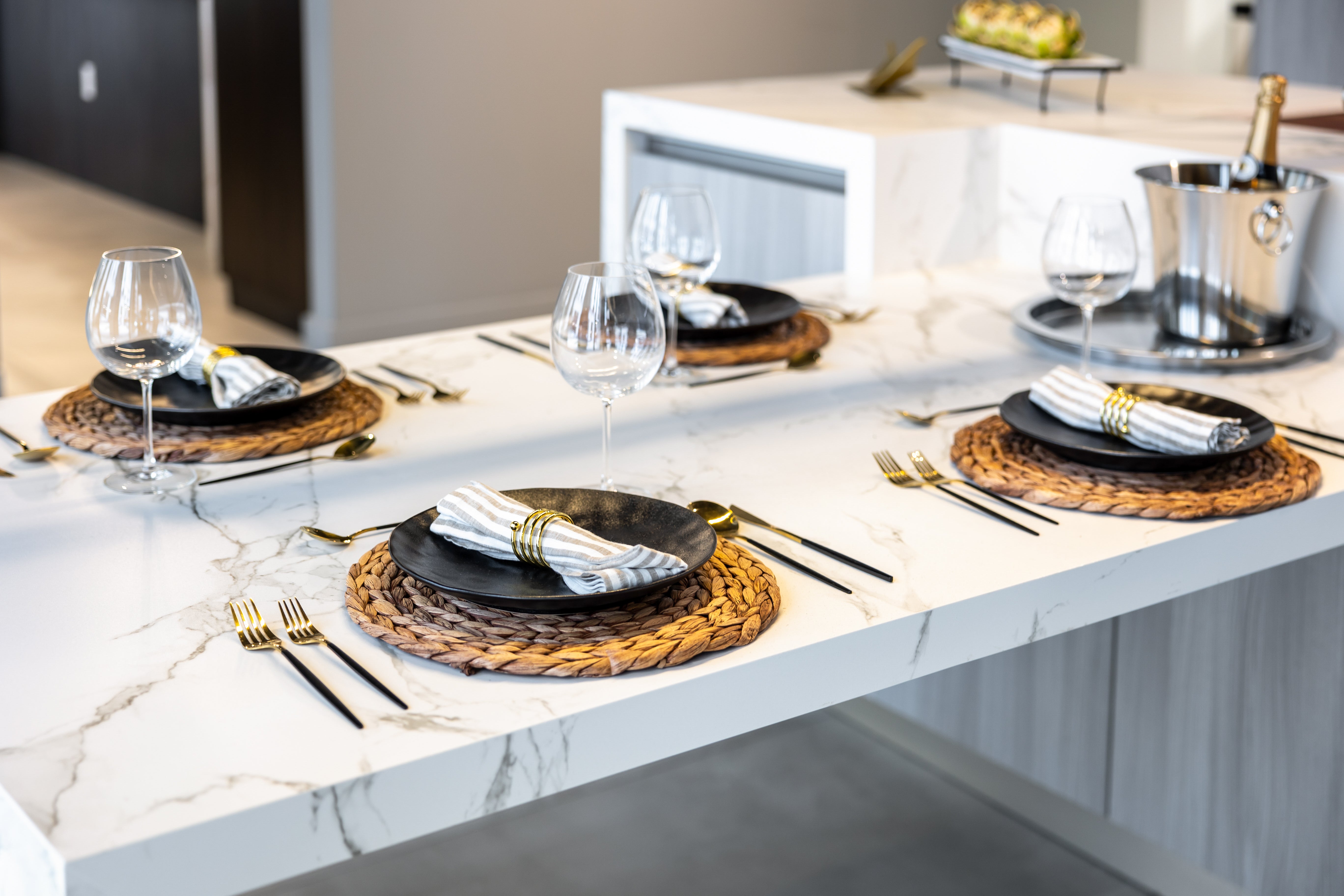 Azzurri Casa Light Grey Italian Style Modern Kitchen with Dekton Countertops and Fulgor Milano Appliances