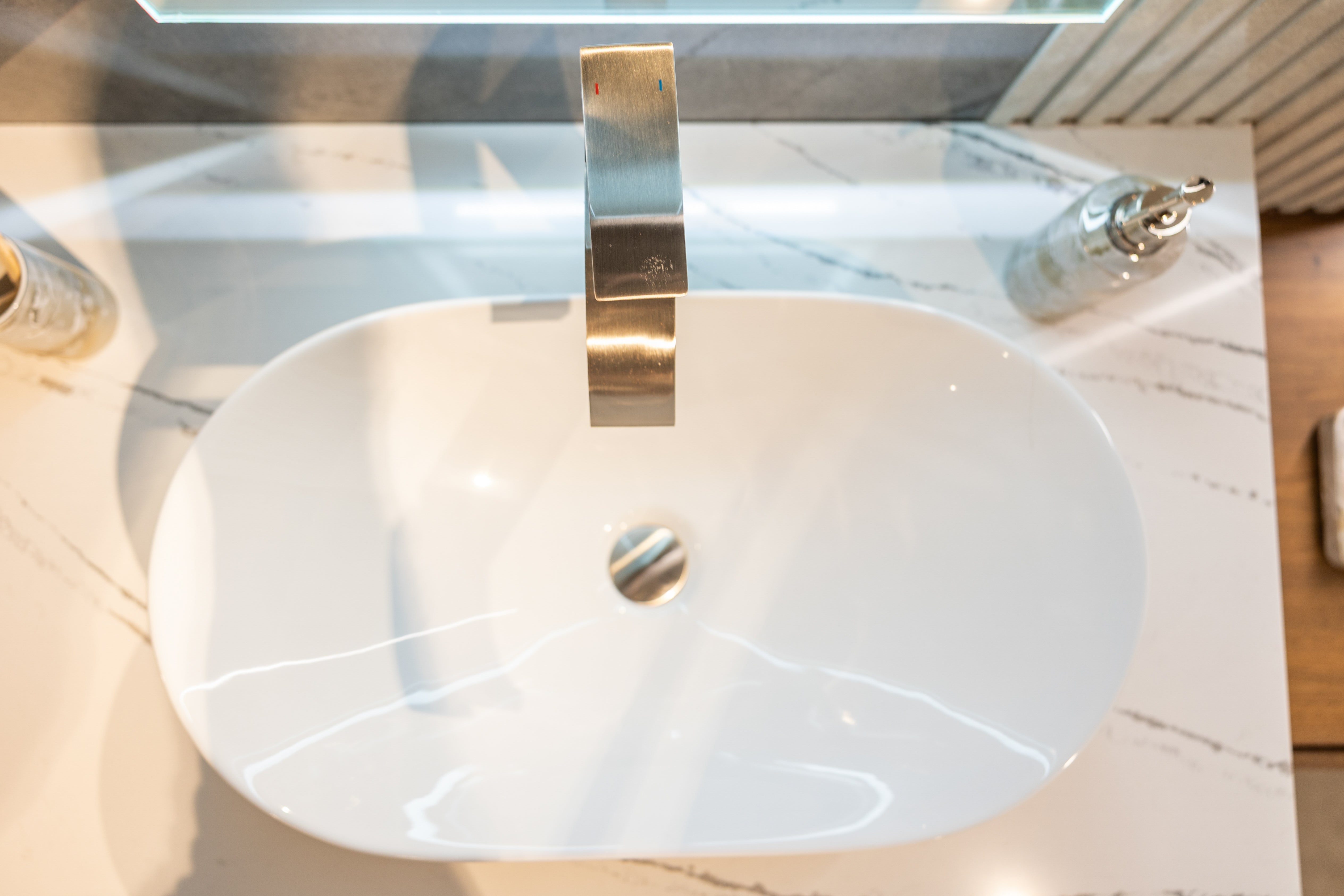 Azzurri Casa Wood Paneled and Matte White Complete Modern Bathroom with Oval Bathtub