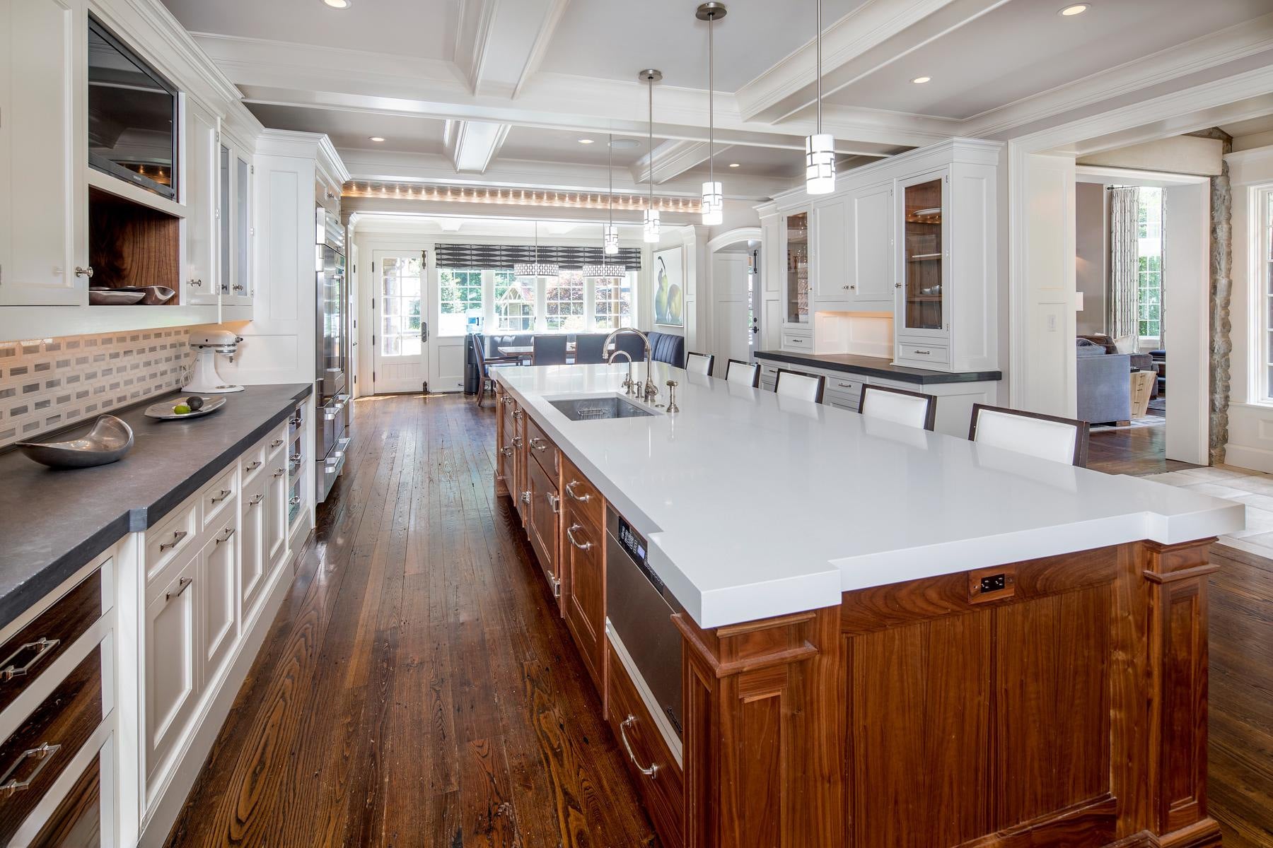 Christopher Peacock Transitional White Kitchen with Island and Miele Appliances