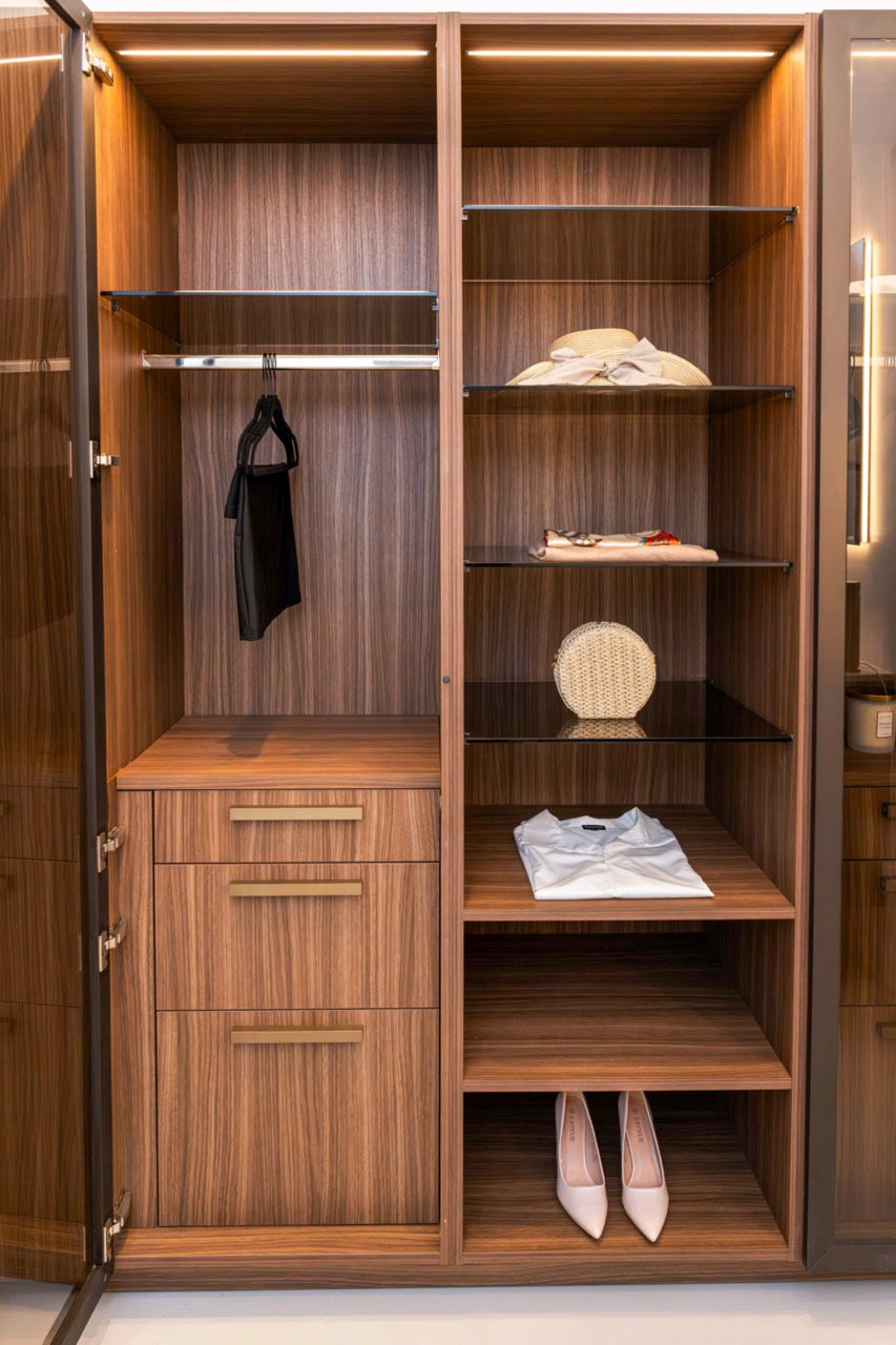 Poggenpohl Campania Mocca Decor Vertical Grain Wardrobe Closet System