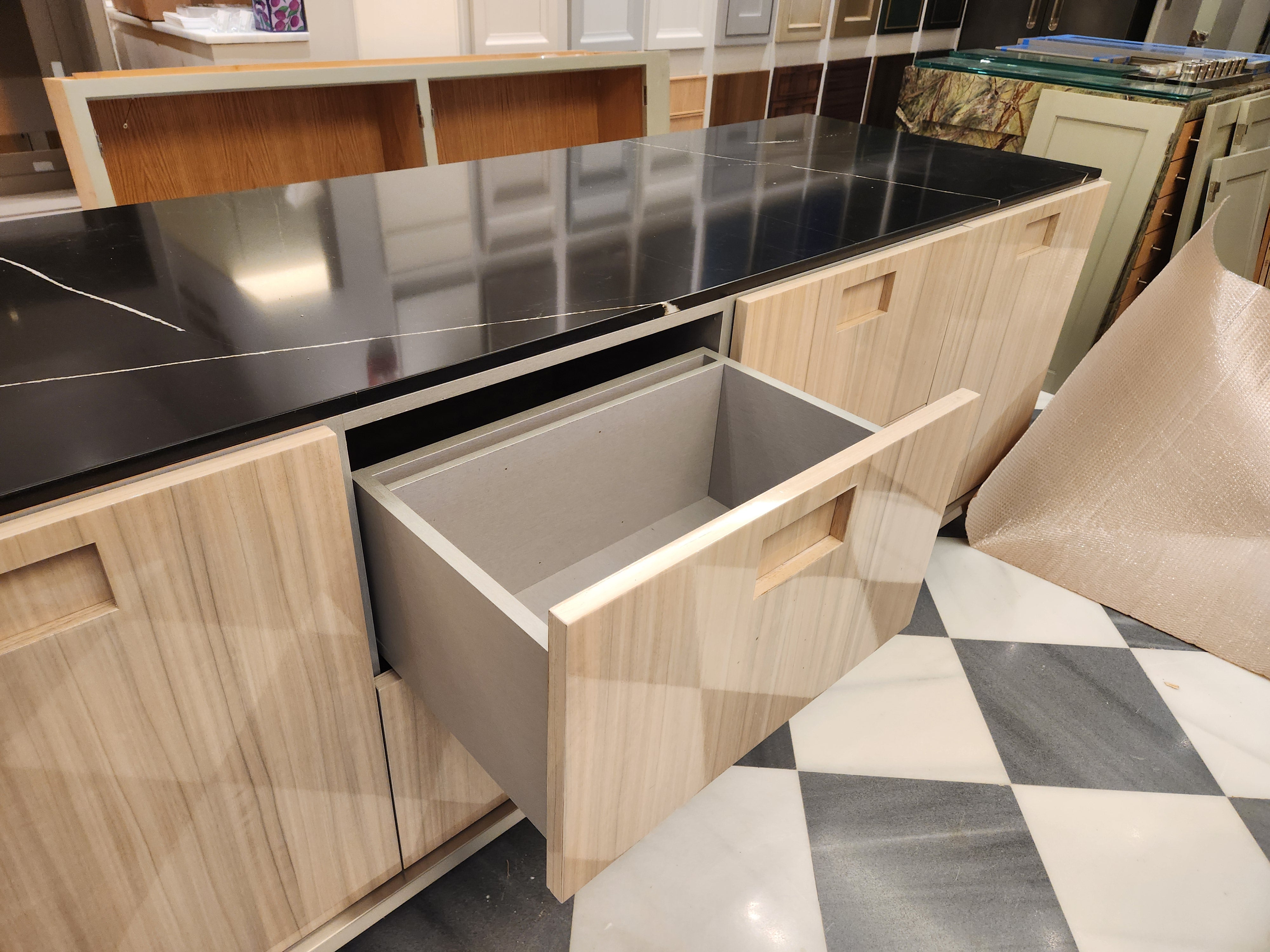 St. Charles Lacquer Paldao Freestanding Island with Dekton Countertop and Storage