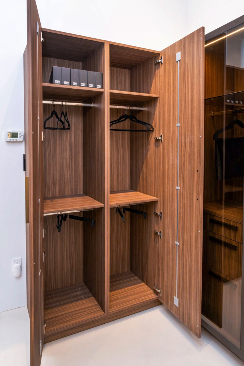 Poggenpohl Campania Mocca Decor Vertical Grain Wardrobe Closet System