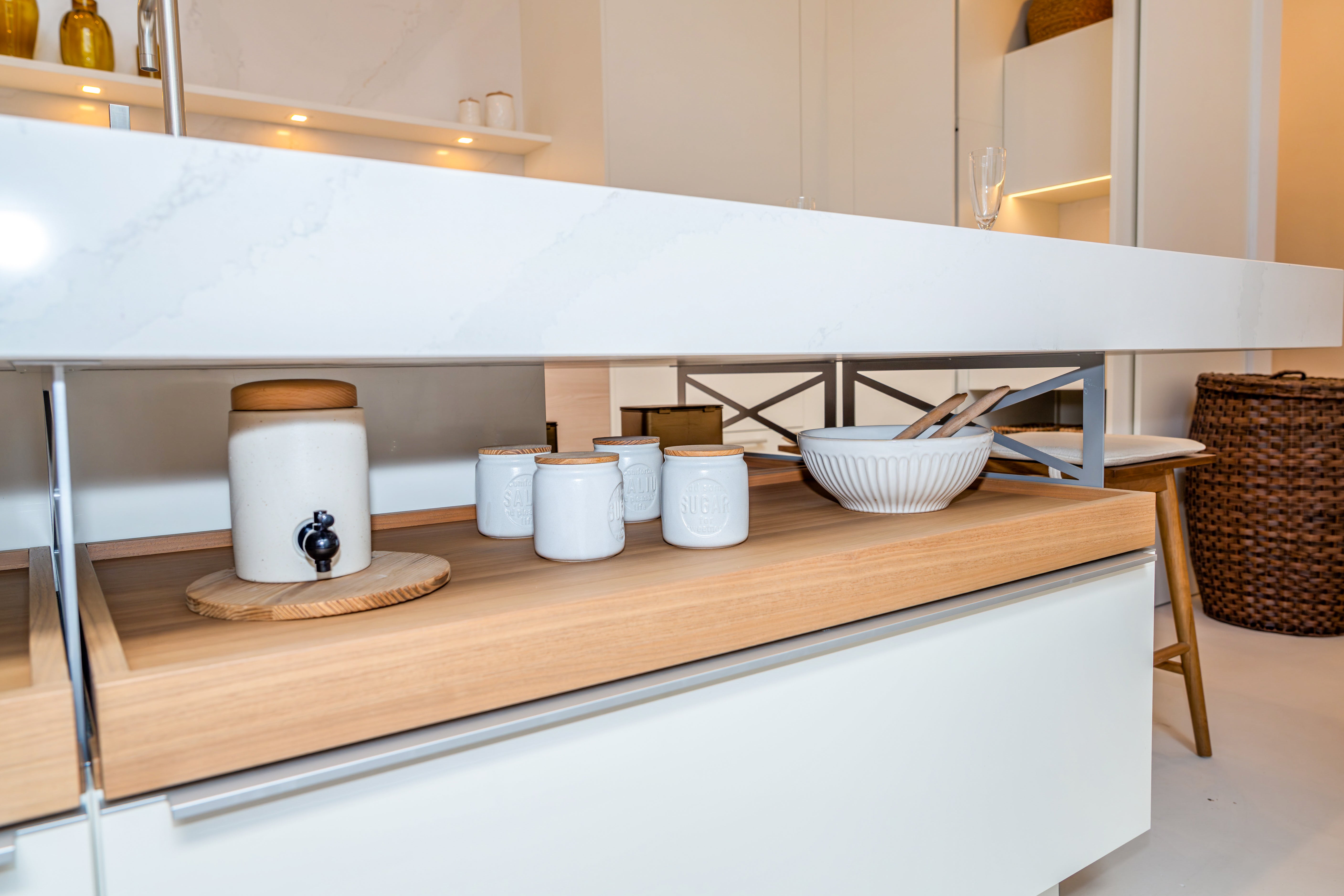Poggenpohl +Modo High-Gloss Blossom White Kitchen Island