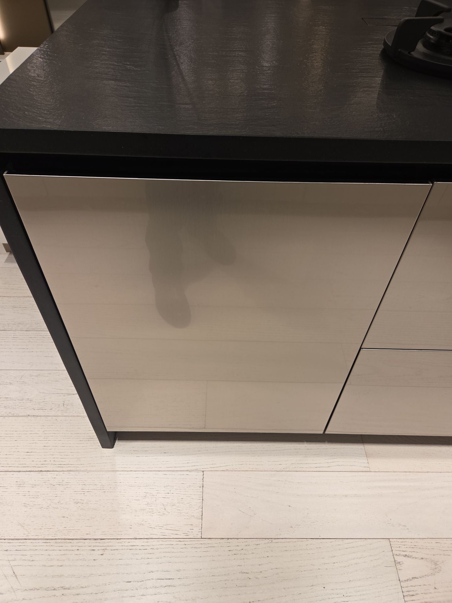DOCA Modern Wood Veneer Black Kitchen with Island & Appliances
