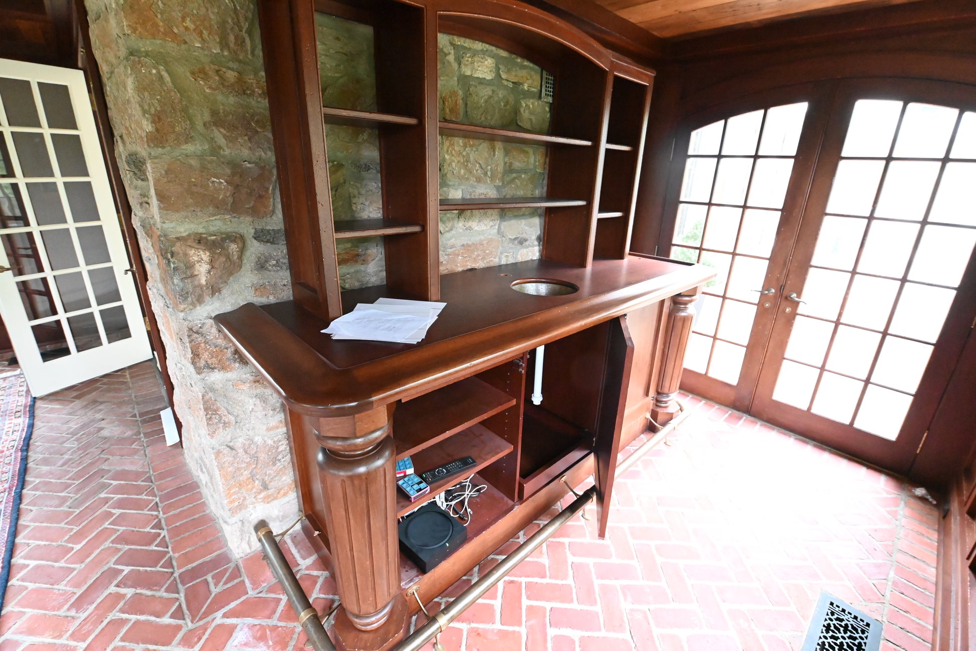 Traditional Wooden Wet Bar with Sink