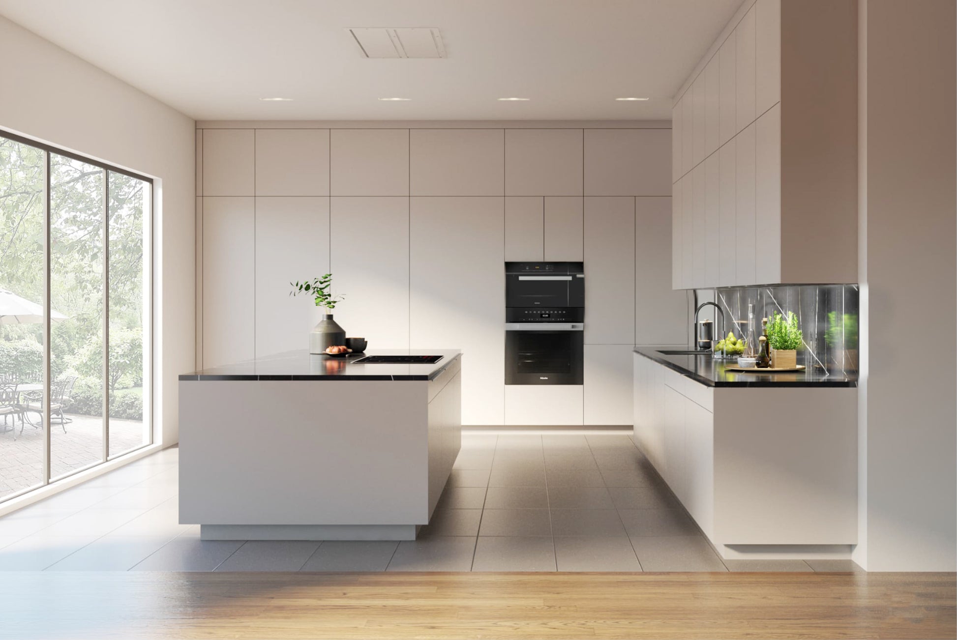 Poggenpohl Pebble Grey Matte Modern Kitchen with Miele Appliances
