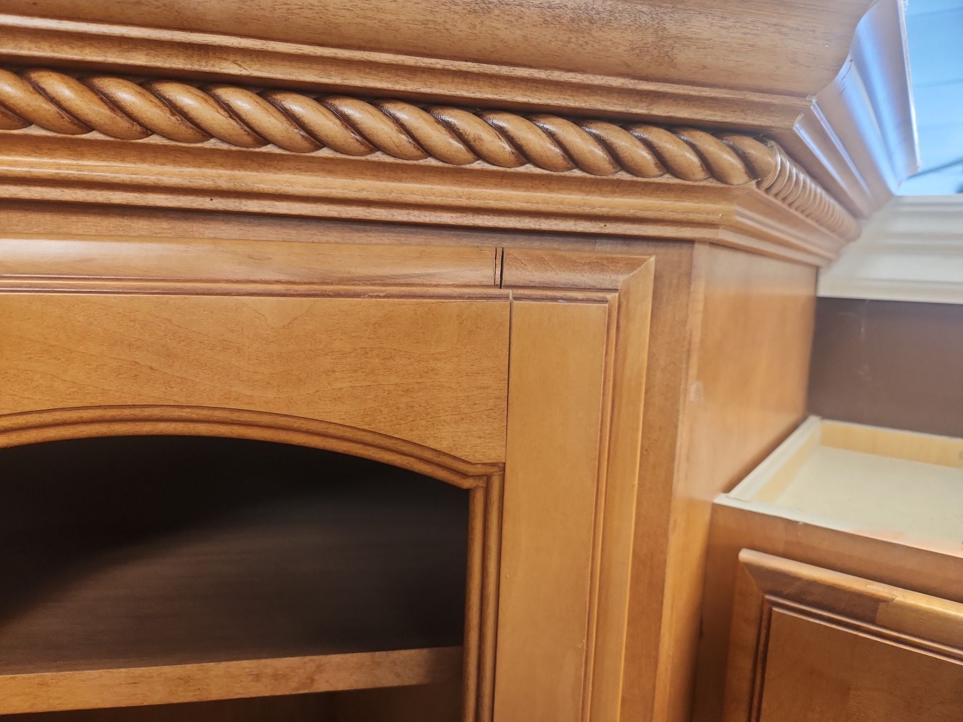 Decora Traditional Wooden Partial Kitchen with Island, Granite Countertops and Kohler Cast Iron Farmhouse Sink
