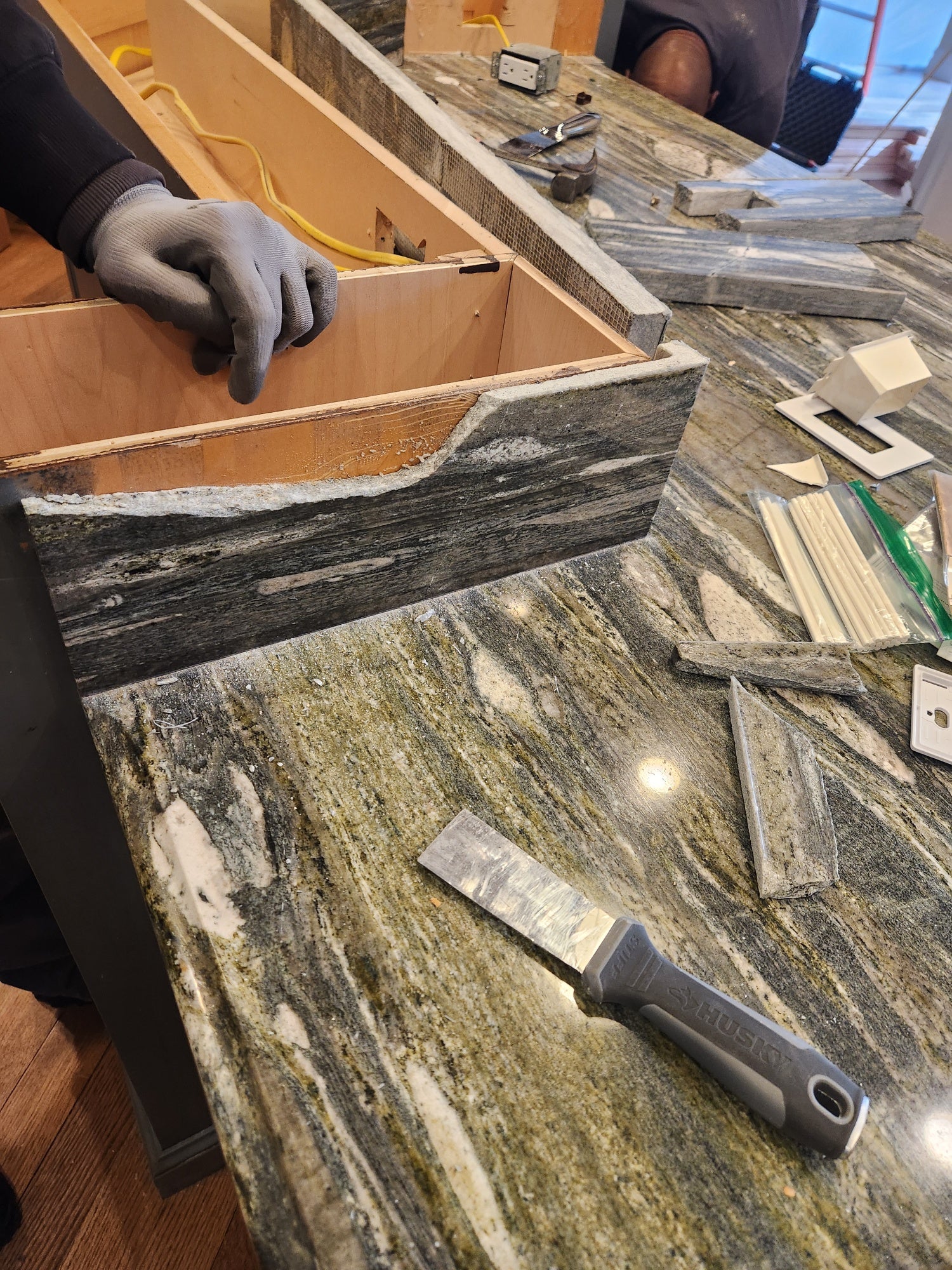 Kountry Kraft Traditional White Kitchen with Island, Granite Countertops & Appliances