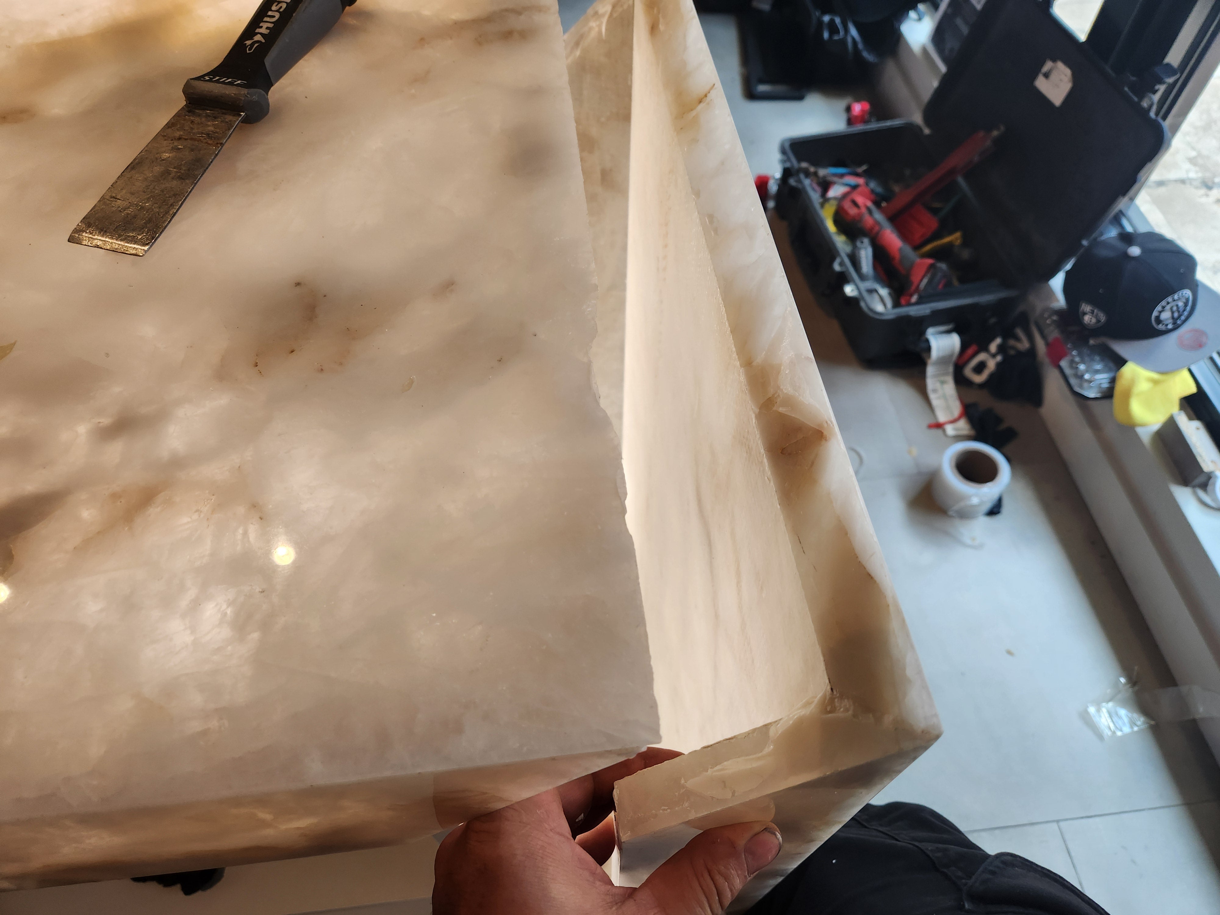 Azzurri Casa Modern Wood Paneled Wet Wine Bar with Wine Wall and Onyx Countertops