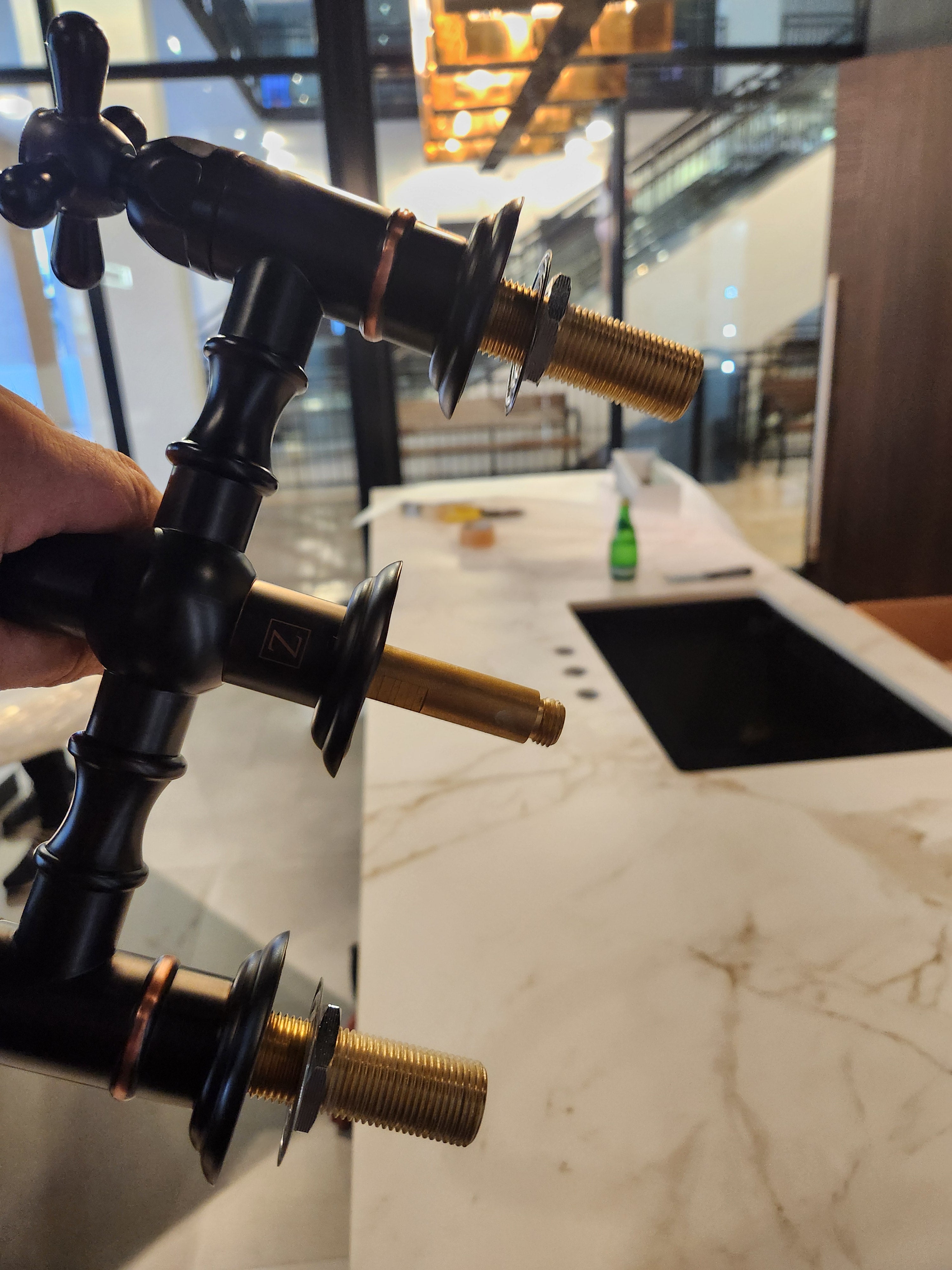 Azzurri Casa Transitional Kitchen with Double Waterfall Island, Dekton Countertops & Monogram Appliances