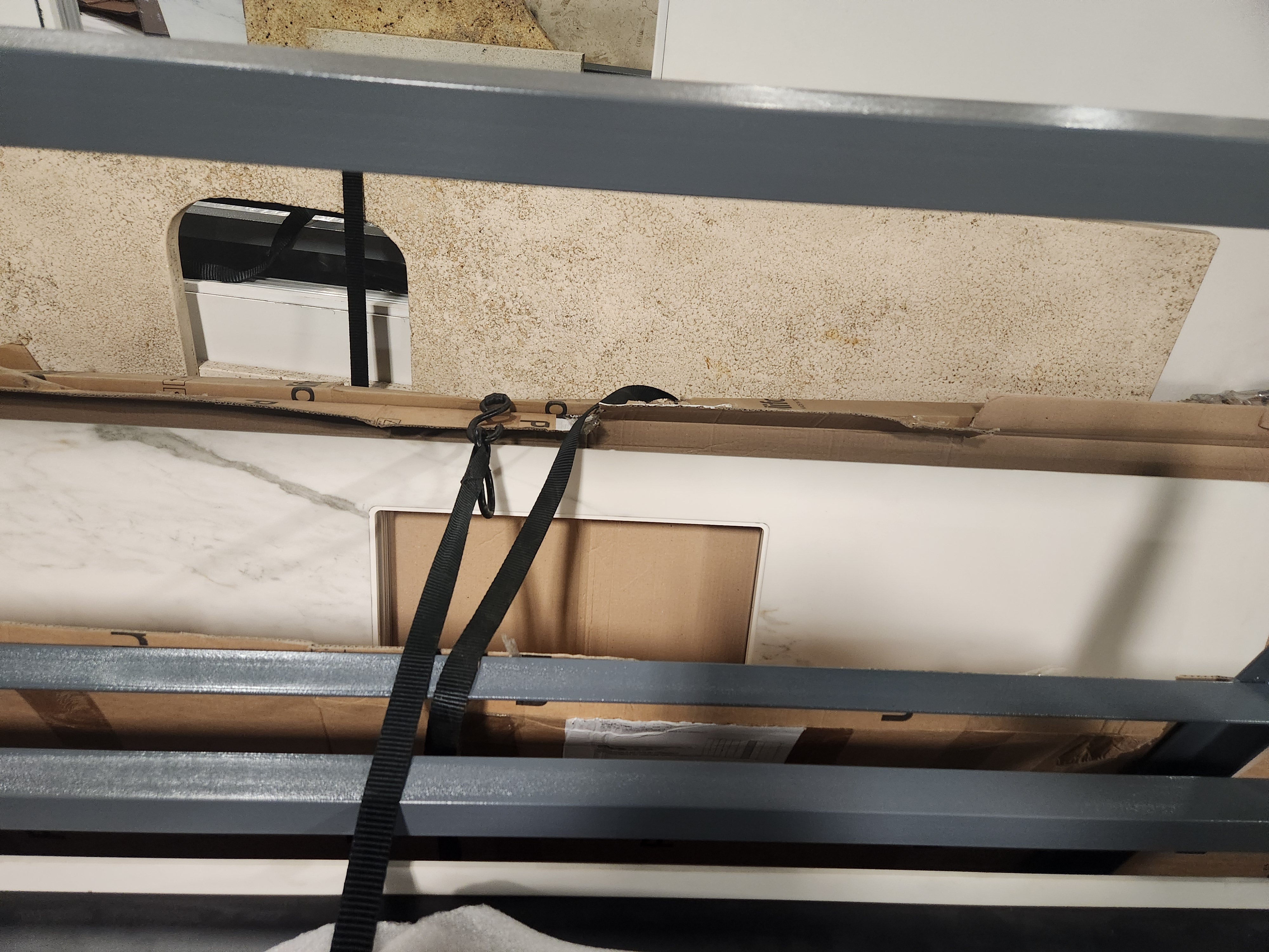 Poliform Phoenix Multi-Tone Modern Kitchen with Artex Island, Stone Countertops and Miele Appliances