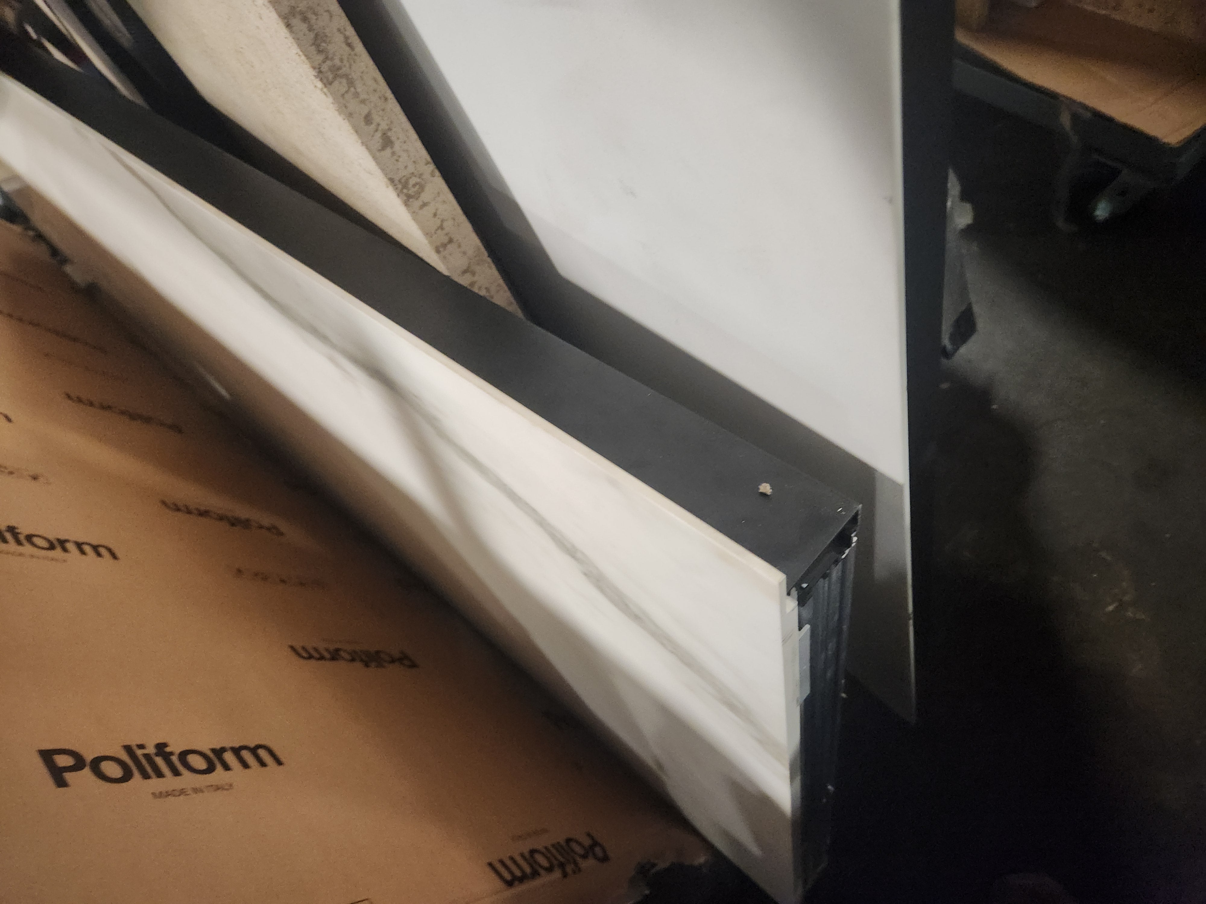 Poliform Phoenix Multi-Tone Modern Kitchen with Artex Island, Stone Countertops and Miele Appliances