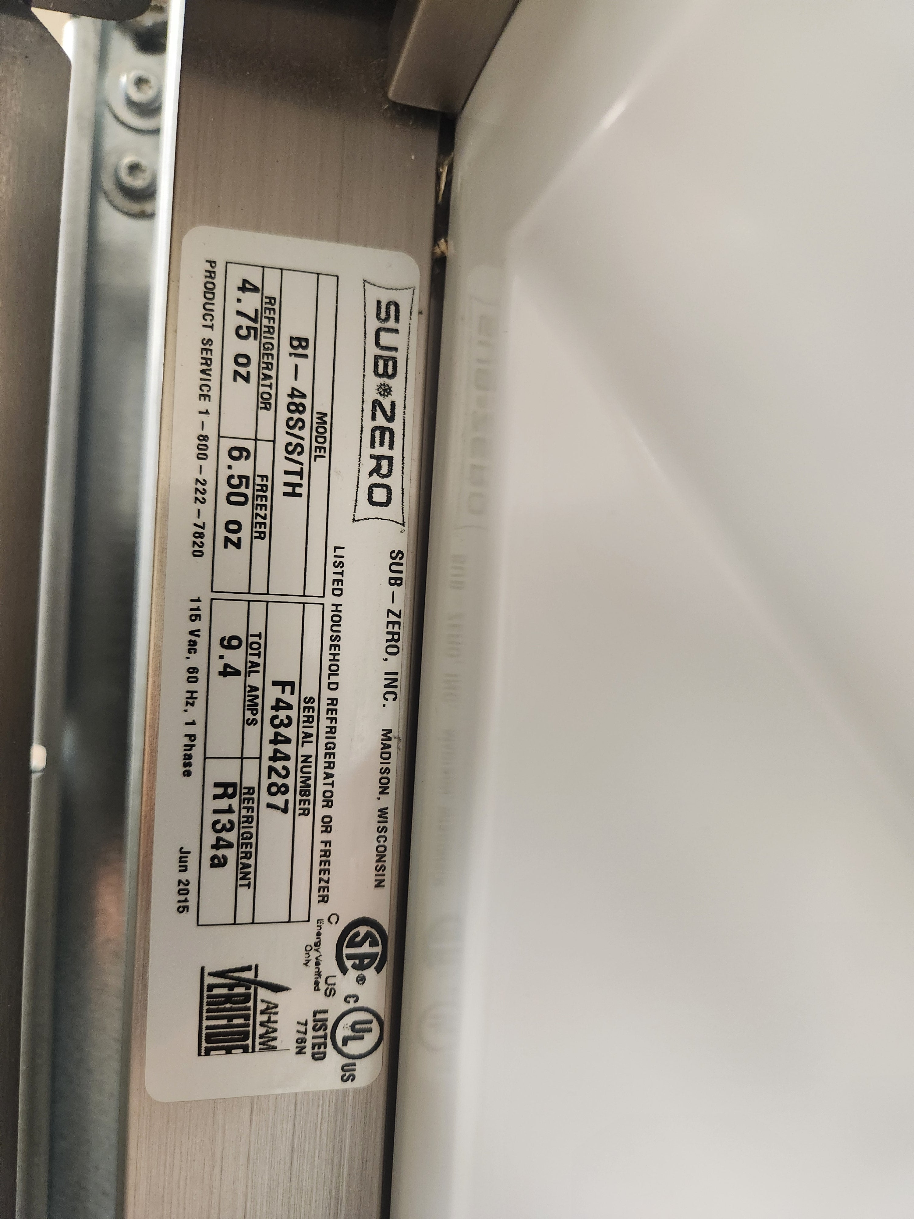 Sub-Zero BI-48S/S/TH 48" Stainless Steel Side by Side Refrigerator