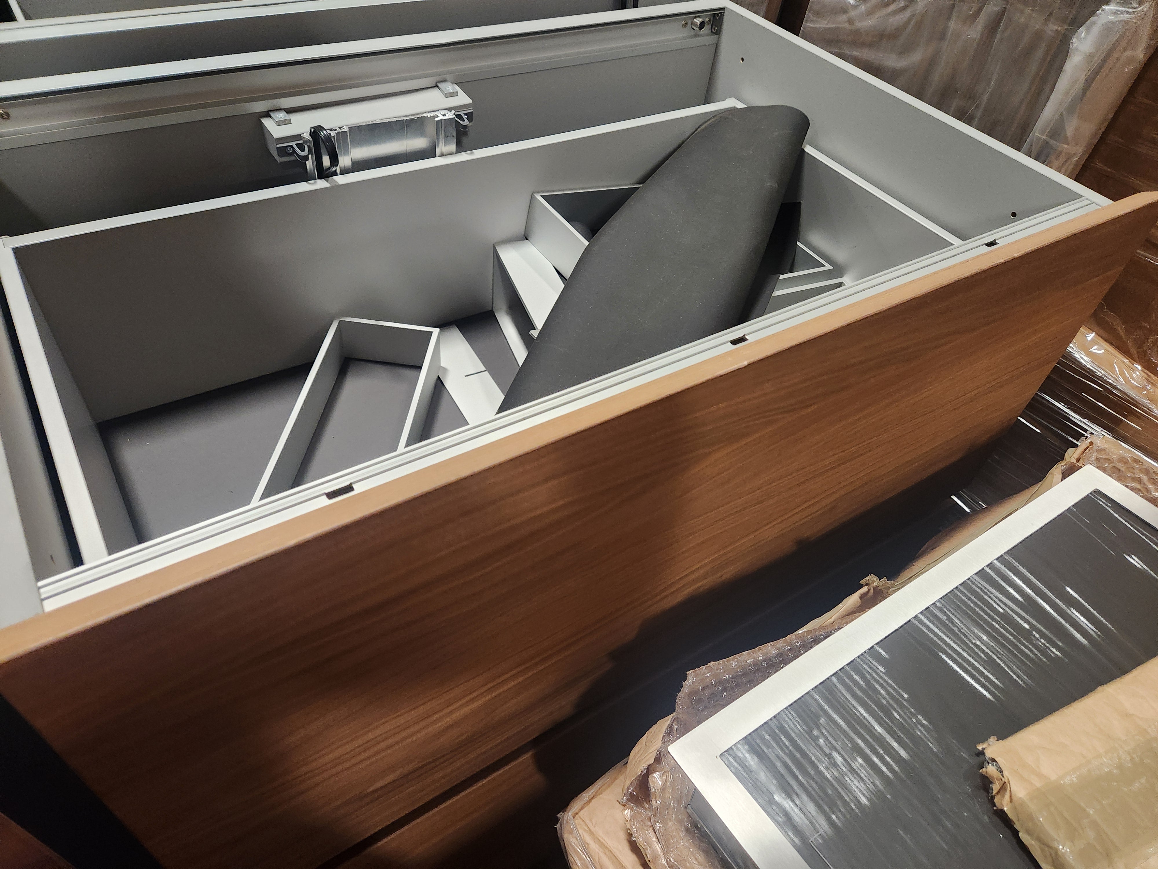 Poliform Phoenix Multi-Tone Modern Kitchen with Artex Island, Stone Countertops and Miele Appliances