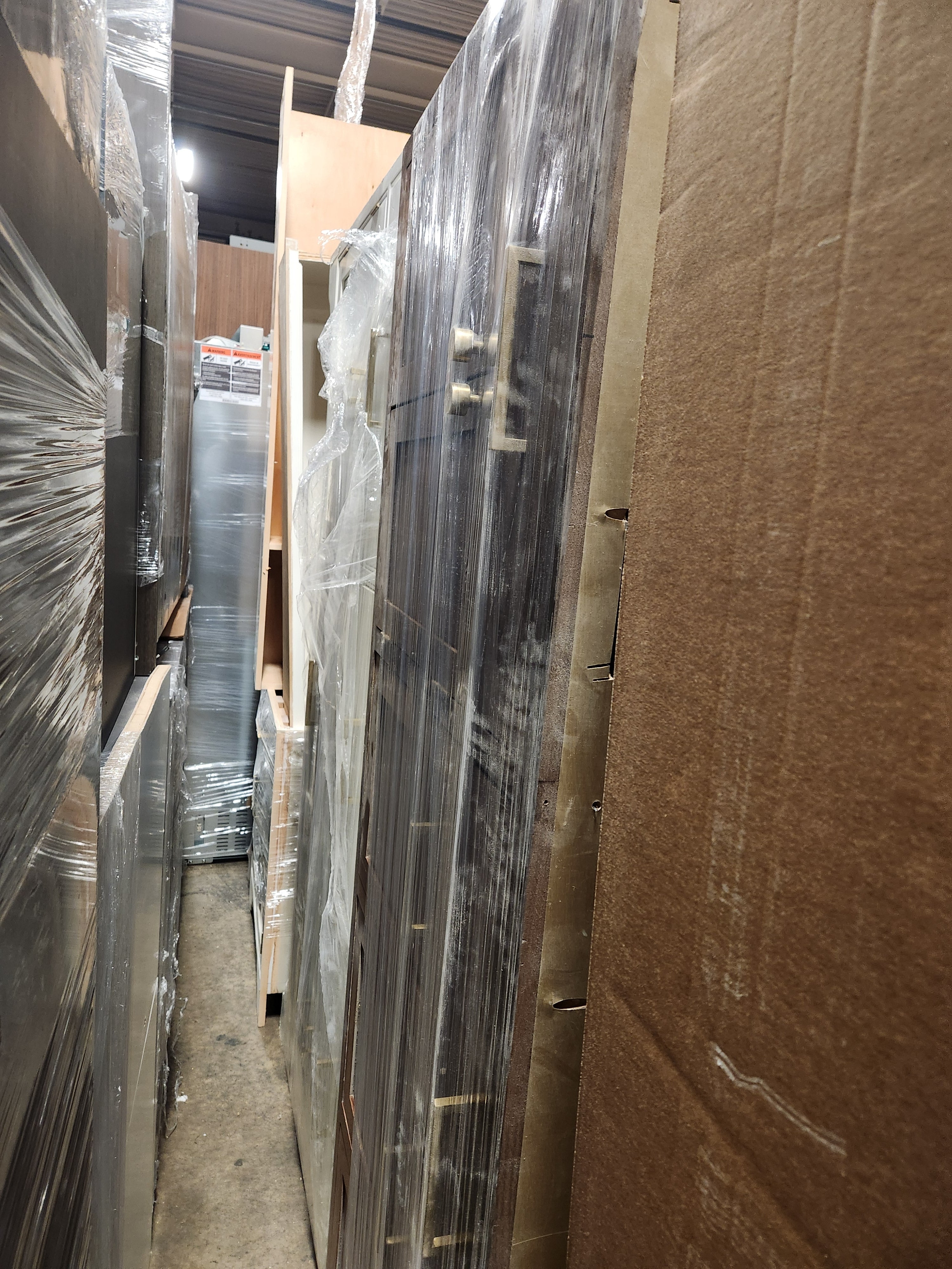 Prevo Transitional White Complete Kitchen Cabinets with Brown Wooden Island