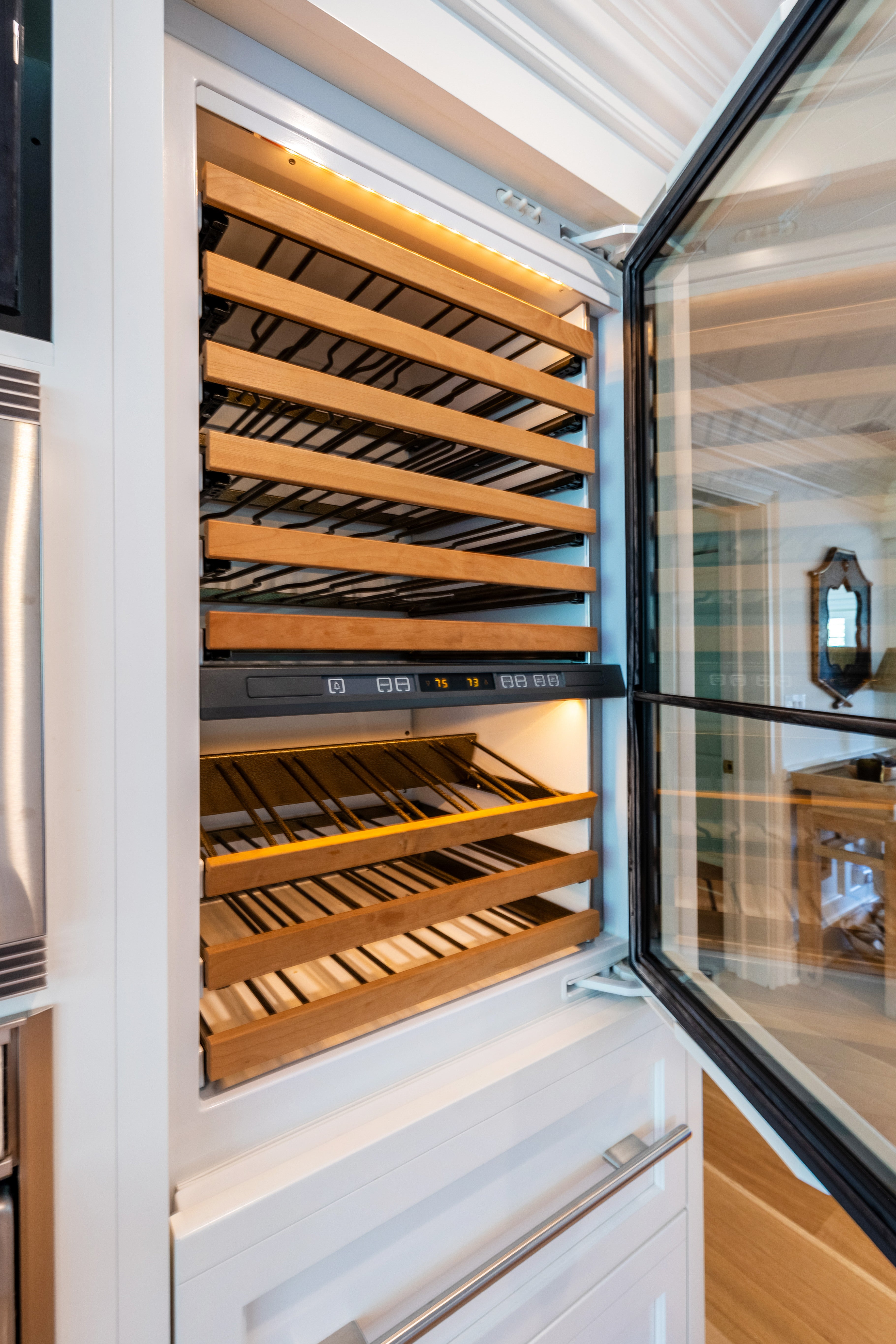 Plain & Fancy Transitional White Kitchen with Island, Countertops and Wolf & Sub-Zero Appliances