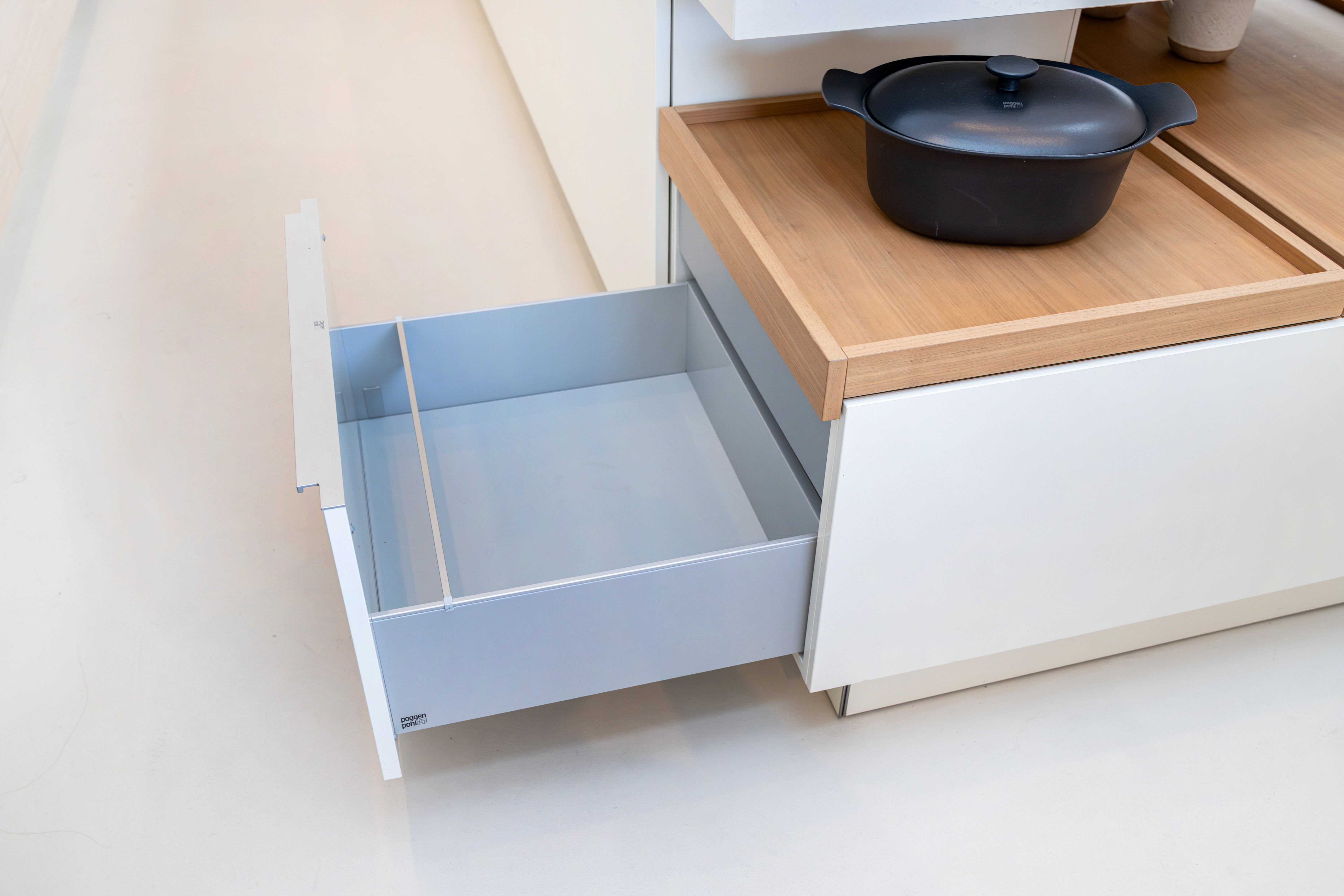 Poggenpohl +Modo High-Gloss Blossom White Kitchen Island