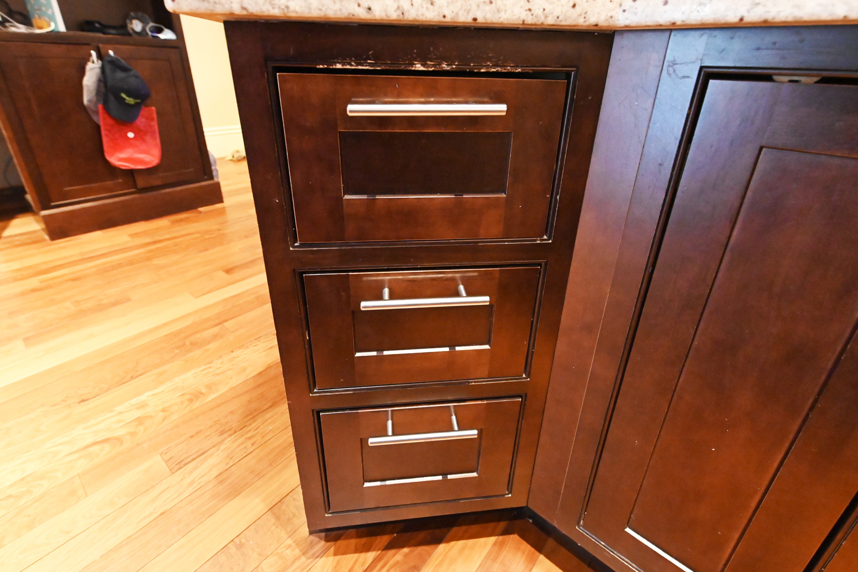 Custom Dignified Chestnut Transitional Pre-Owned Kitchen