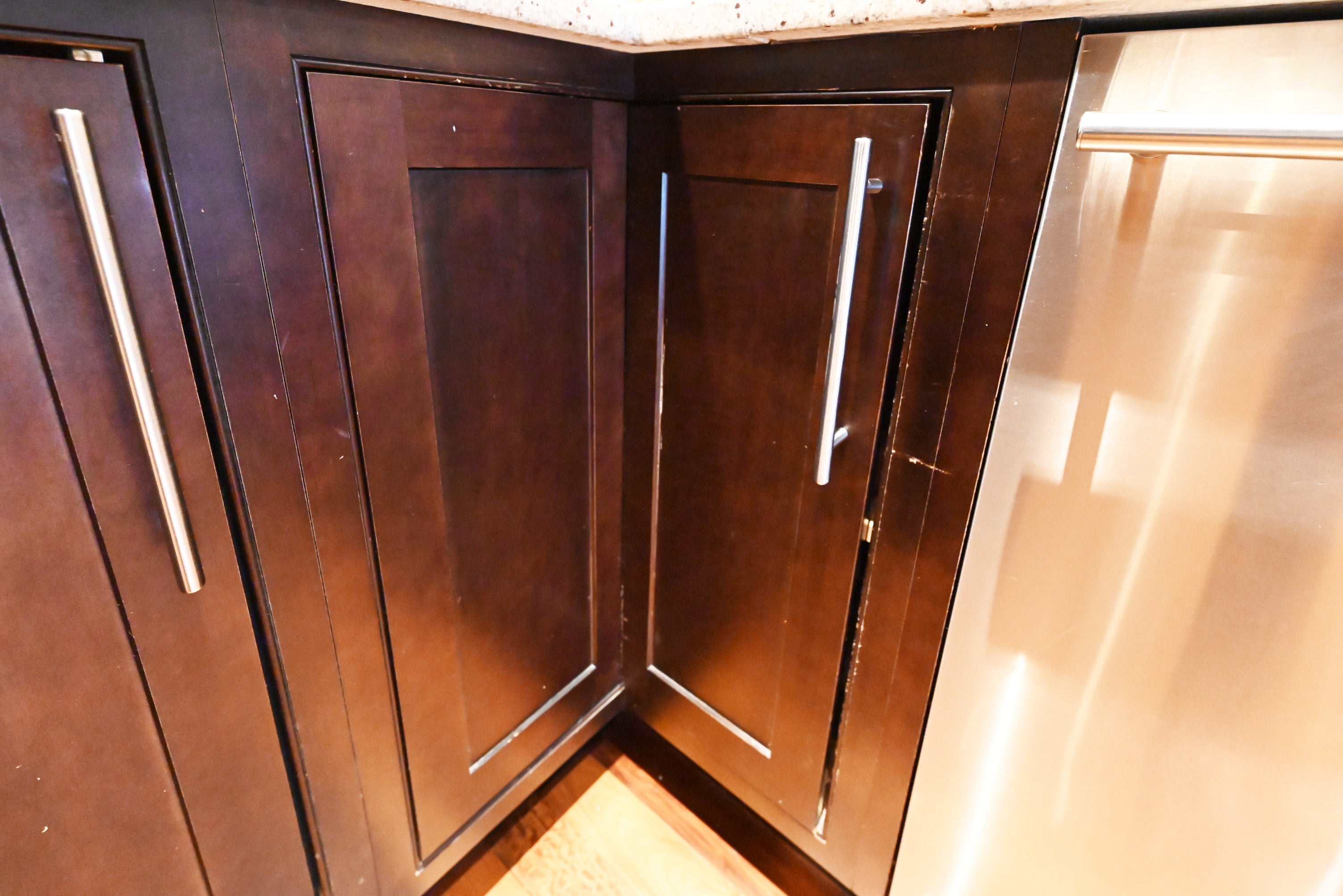 Custom Dignified Chestnut Transitional Pre-Owned Kitchen