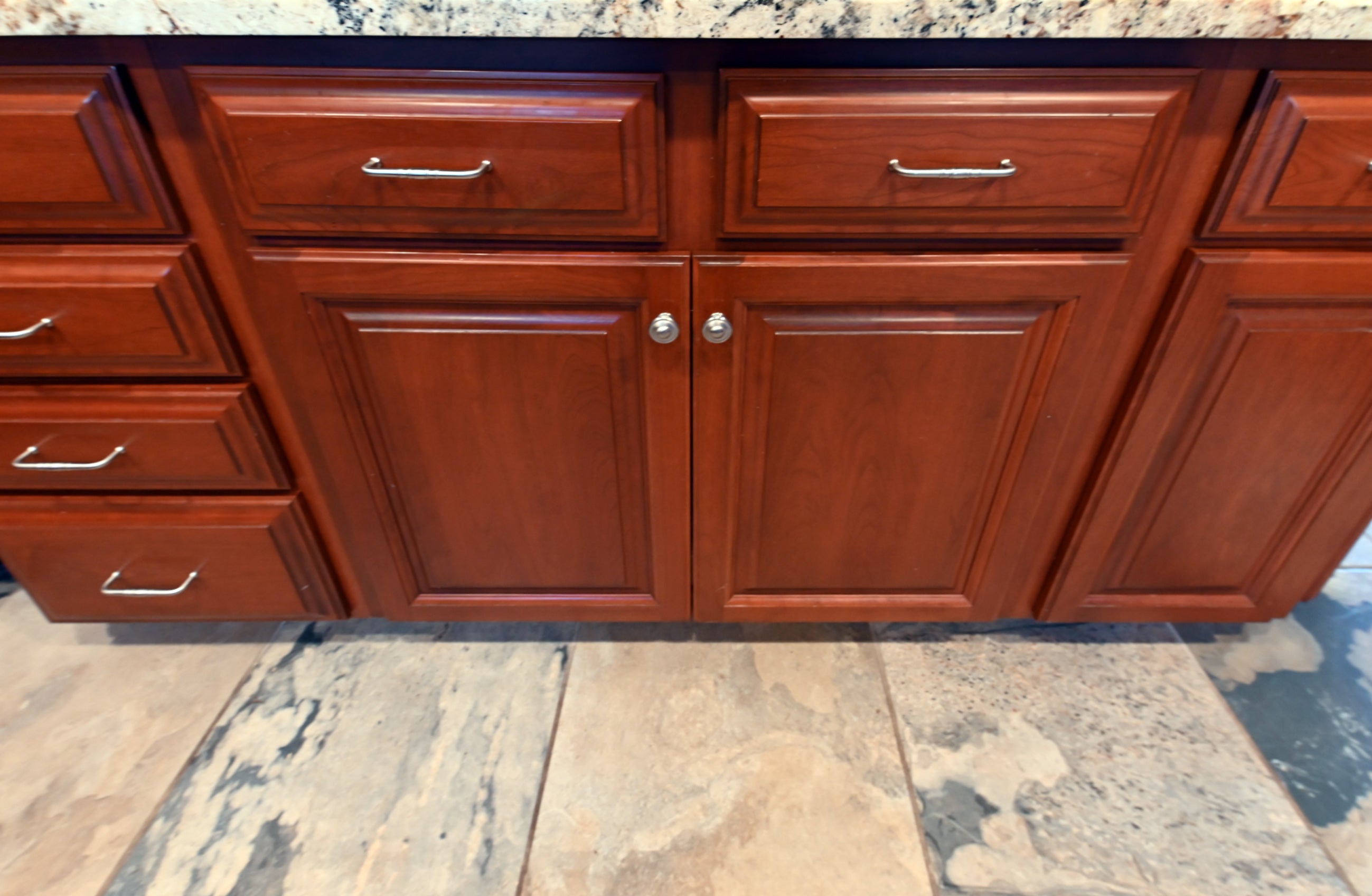 Ackley Cabinet Timeless Cherry & Stainless Traditional Pre-Owned Kitchen