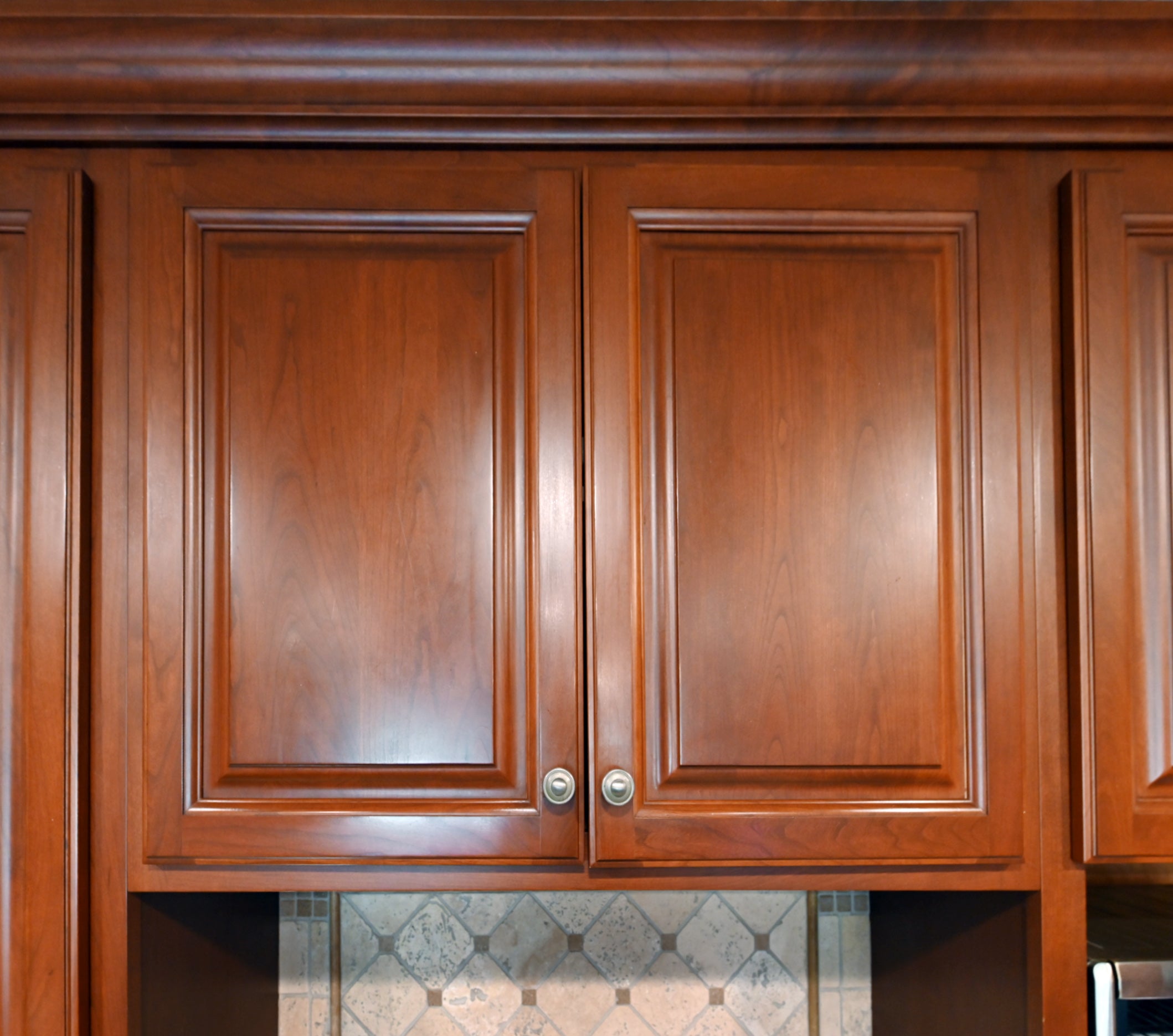 Ackley Cabinet Timeless Cherry & Stainless Traditional Pre-Owned Kitchen