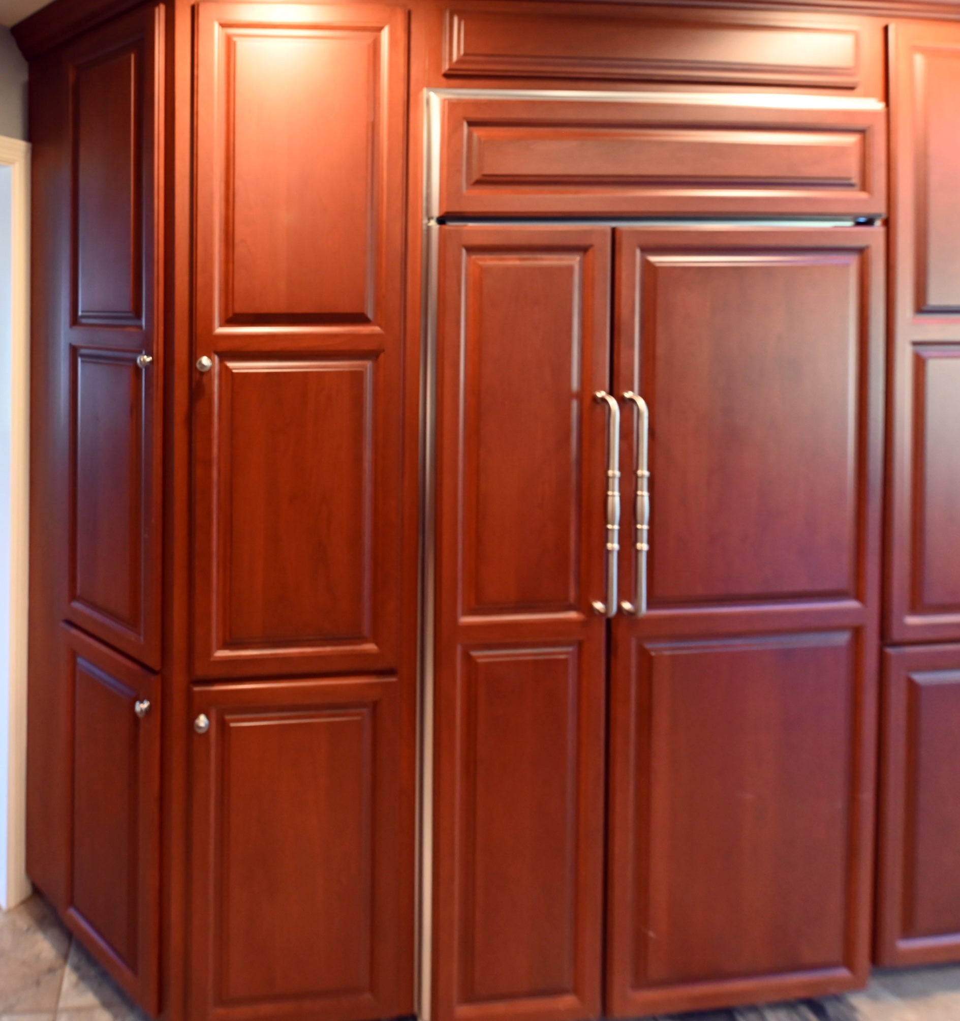 Ackley Cabinet Timeless Cherry & Stainless Traditional Pre-Owned Kitchen