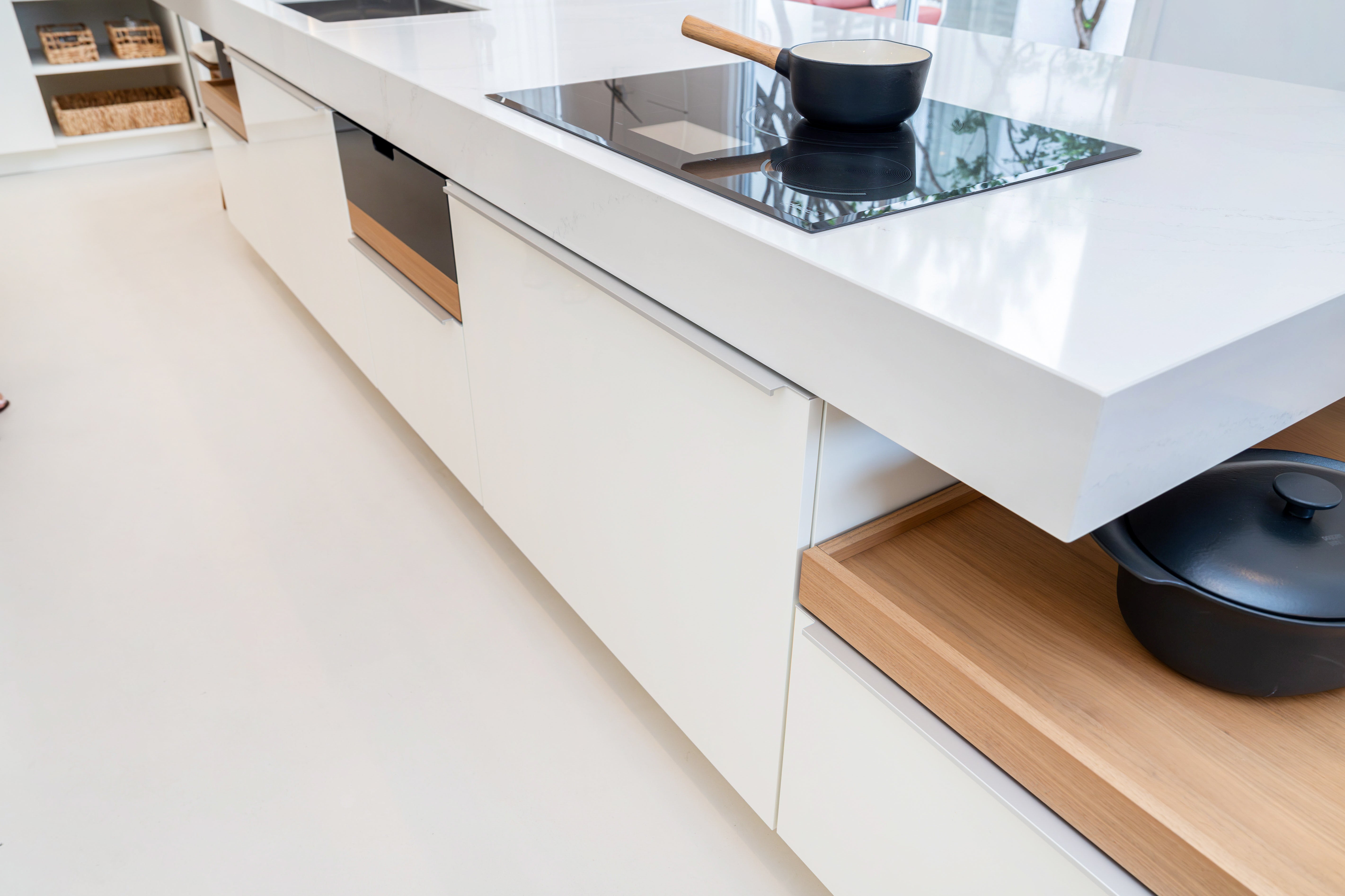 Poggenpohl +Modo High-Gloss Blossom White Kitchen Island