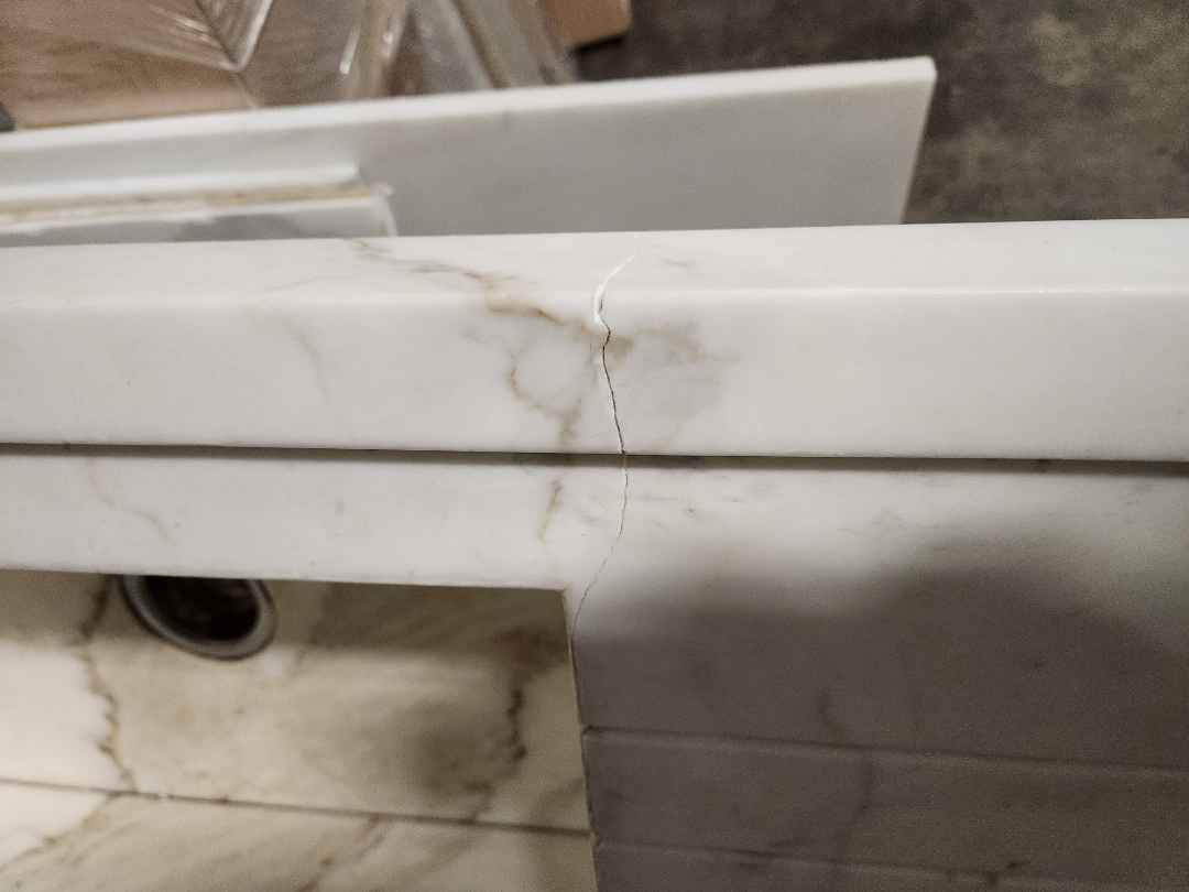 St. Charles Transitional Two-Tone White Butler's Pantry with Calcatta Marble Countertops