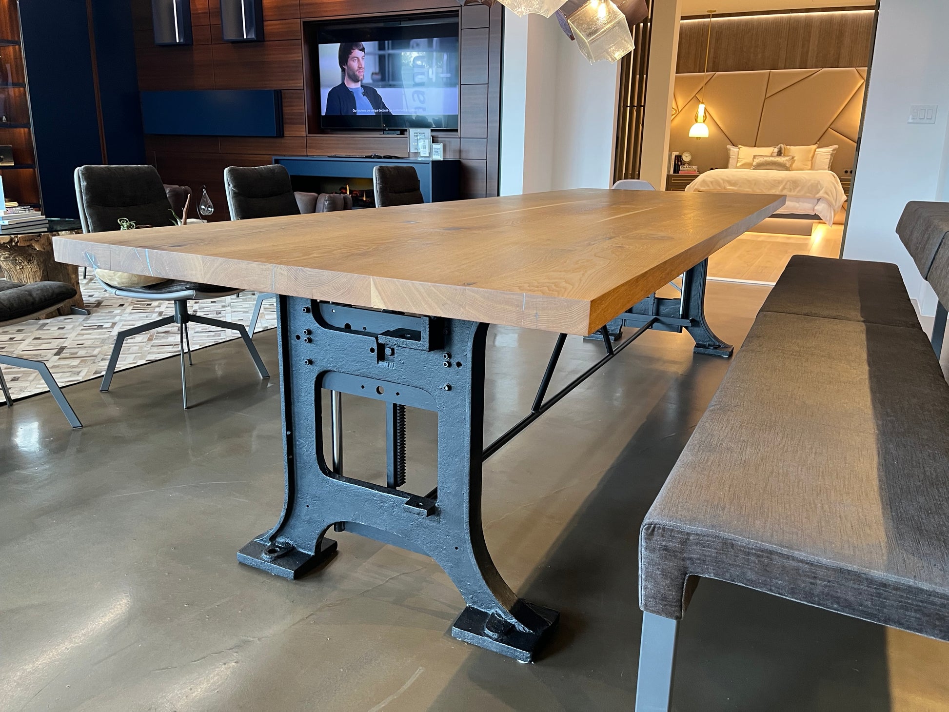 eggersmann Certified Light Oak and Black Metal Modern Rustic Dining Table